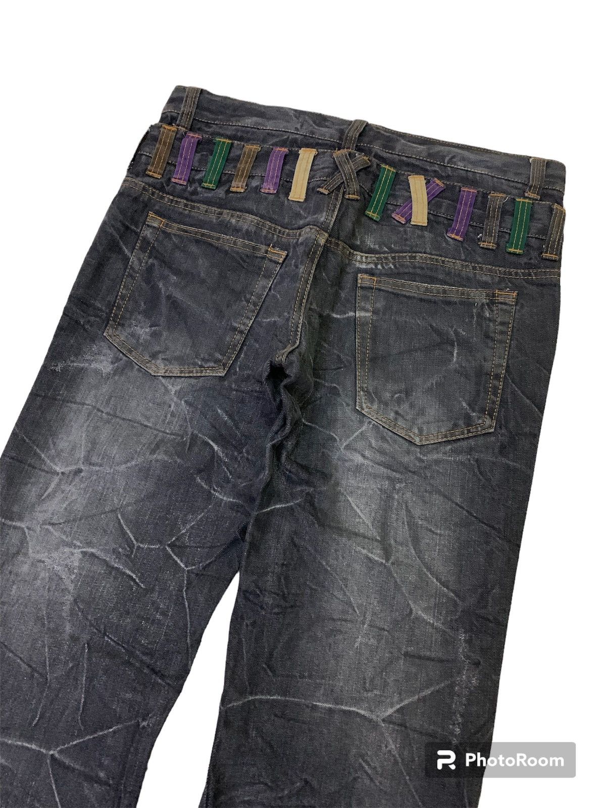 If Six Was Nine 🔥Vintage Nylaus Double Waist Black Denim Size US 34 / EU 50 - 4 Thumbnail