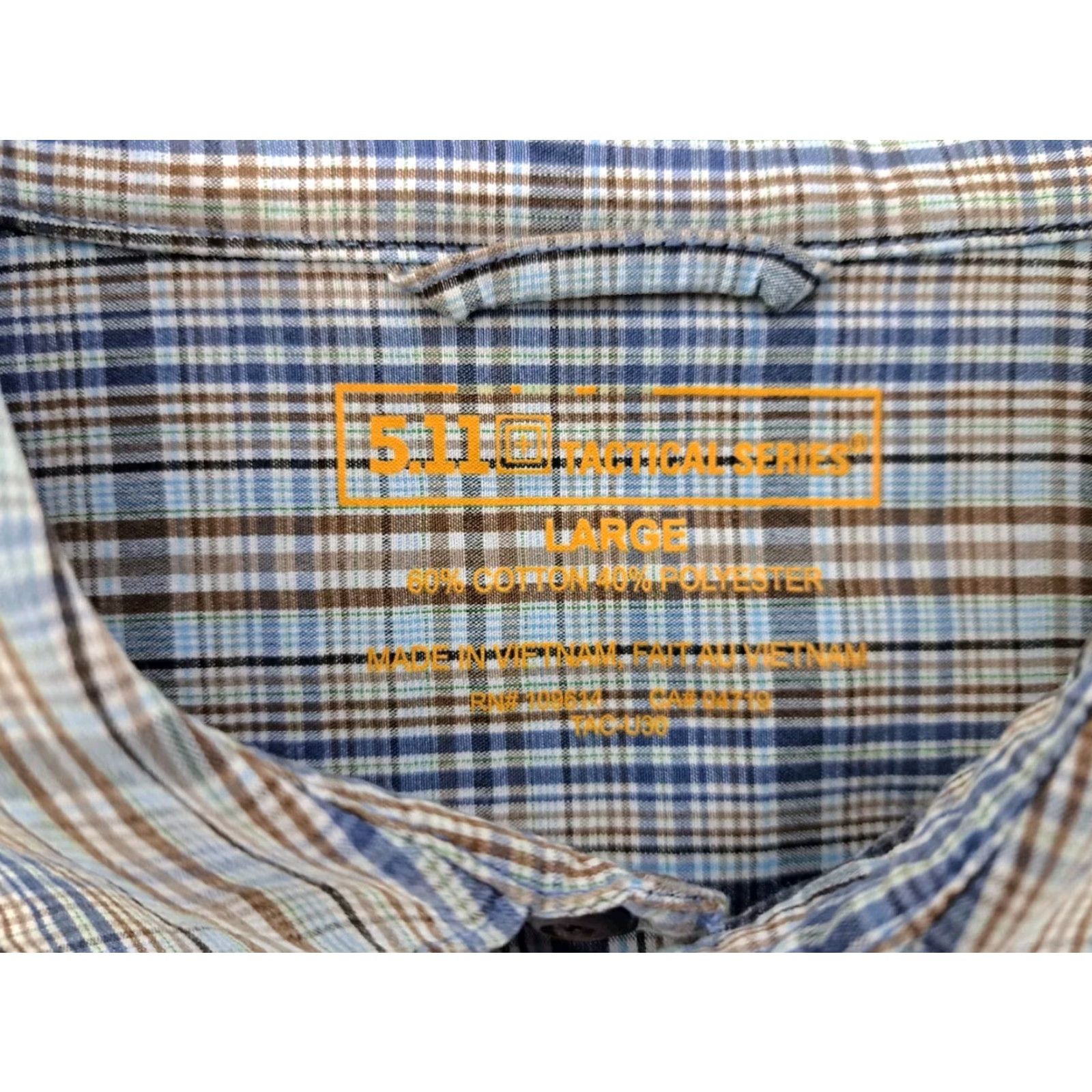 Vintage 5.11 Tactical Shirt Short Sleeve Snap Blue Plaid L Men Regular Large Chest Pocket Logo Snap Buttons Casual Workwear Travel Knit Cotton Polyester Size US L / EU 52-54 / 3 - 2 Thumbnail