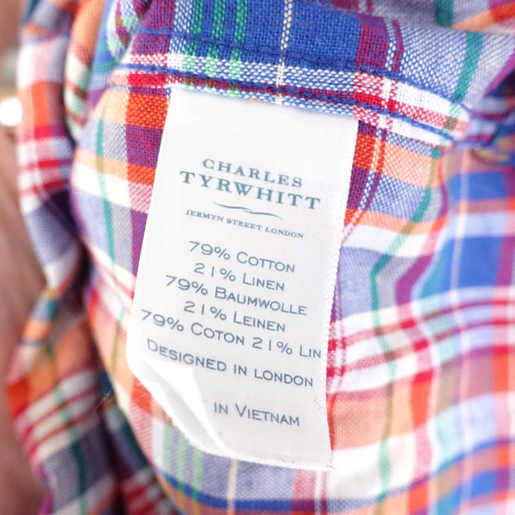 Charles Tyrwhitt Vintage Charles Tyrwhitt Men's 2XL Plaid Linen Blend Casual Button-Down Shirt Size US XXL / EU 58 / 5 - 7 Thumbnail