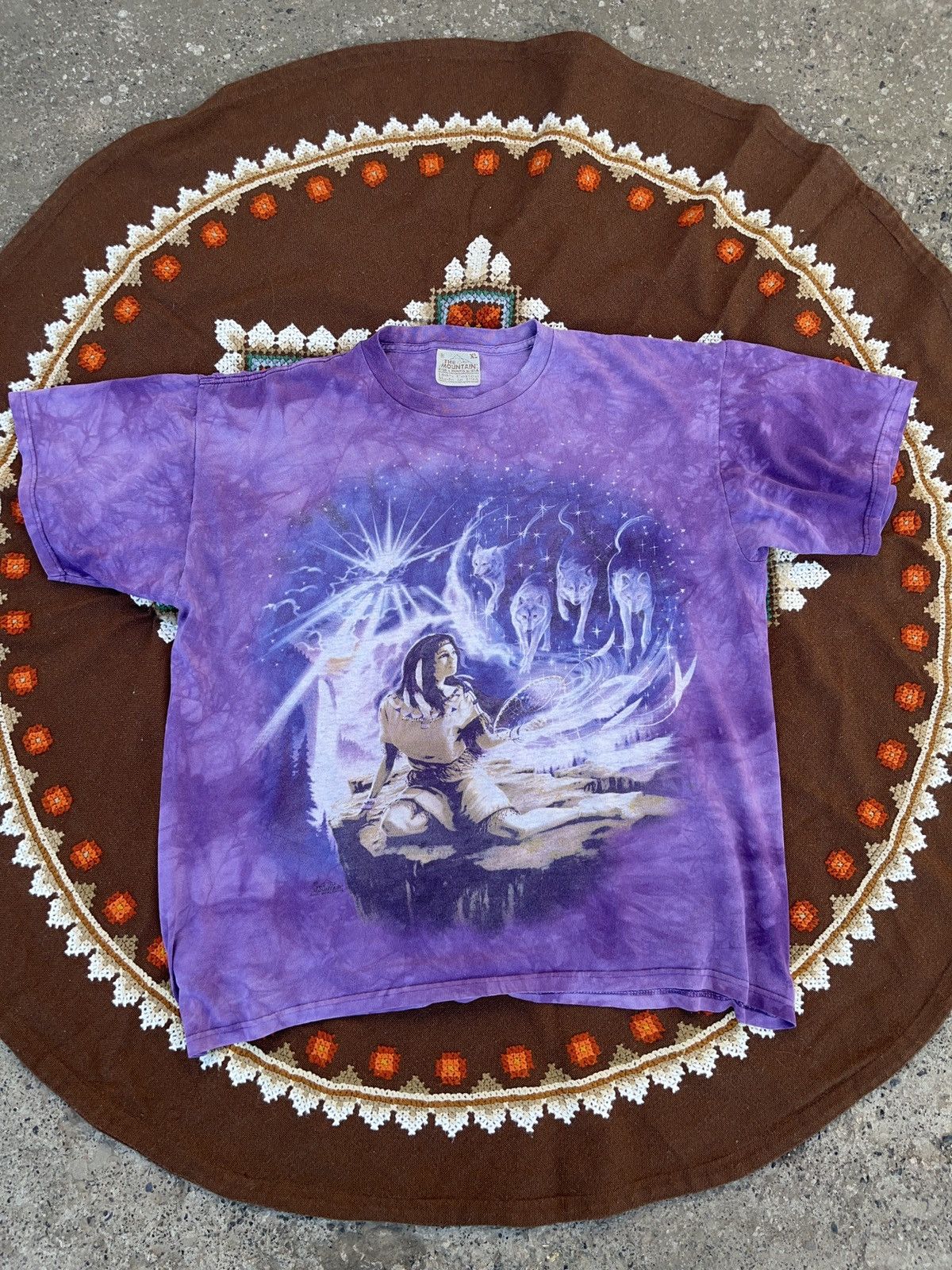 The Mountain × Vintage Vintage The Mountain Tie Dye Native American Wolves T-shirt Size US XL / EU 56 / 4 - 1 Thumbnail
