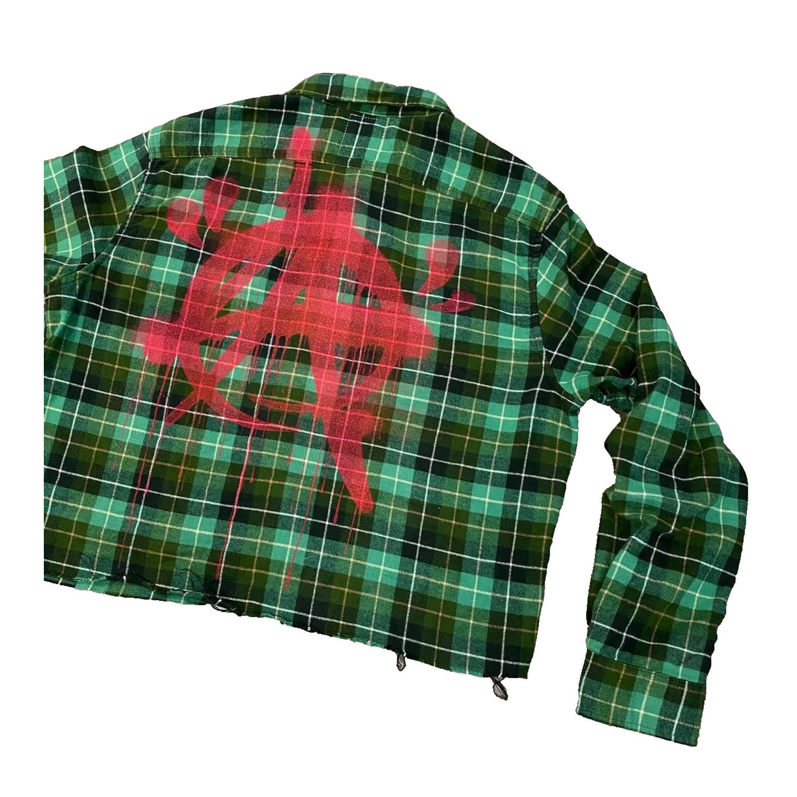 Other PUNK LA Anarchy Green Plaid Flannel Metal Grunge Crop sz L Size US L / EU 52-54 / 3 - 5 Thumbnail