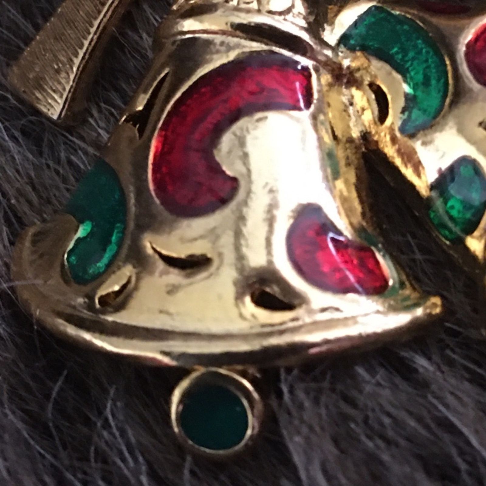 Vintage Vintage gold and enamel Christmas bells pin brooch Size ONE SIZE - 3 Thumbnail