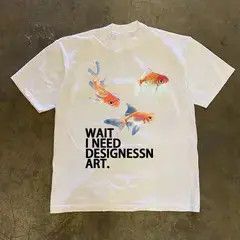 VIBE White casual retro orange print t-shirt Size US L / EU 52-54 / 3 - 2 Thumbnail