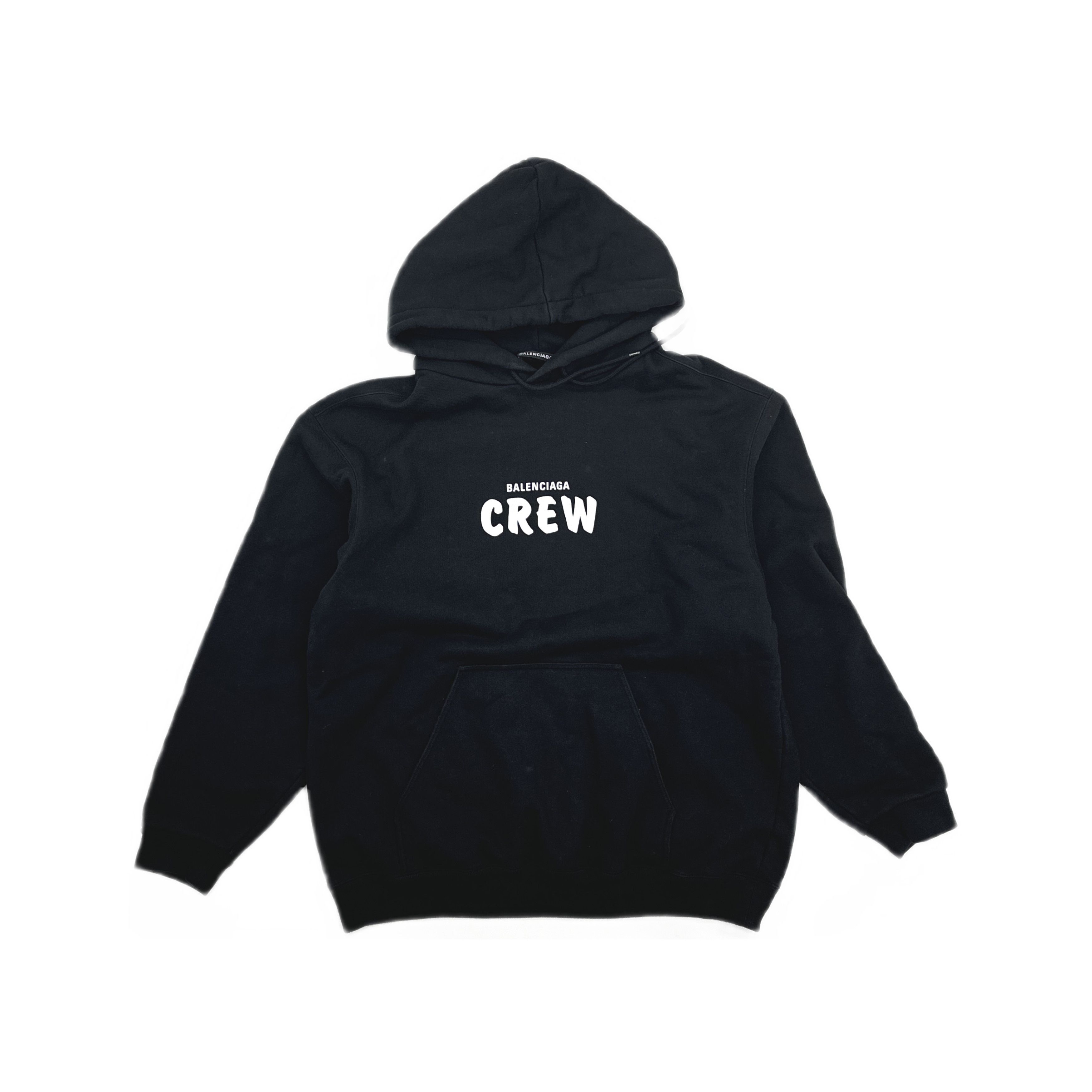 Balenciaga Balenciaga Crew Logo Spellout Black Hoodie | Grailed