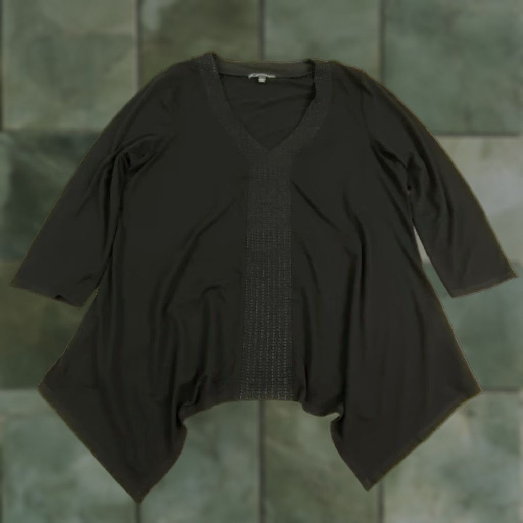 Adrianna Papell Adrianna Papell Womens Black 3/4 Sleeve Blouse Top Large Size L / US 10 / IT 46 - 1 Thumbnail