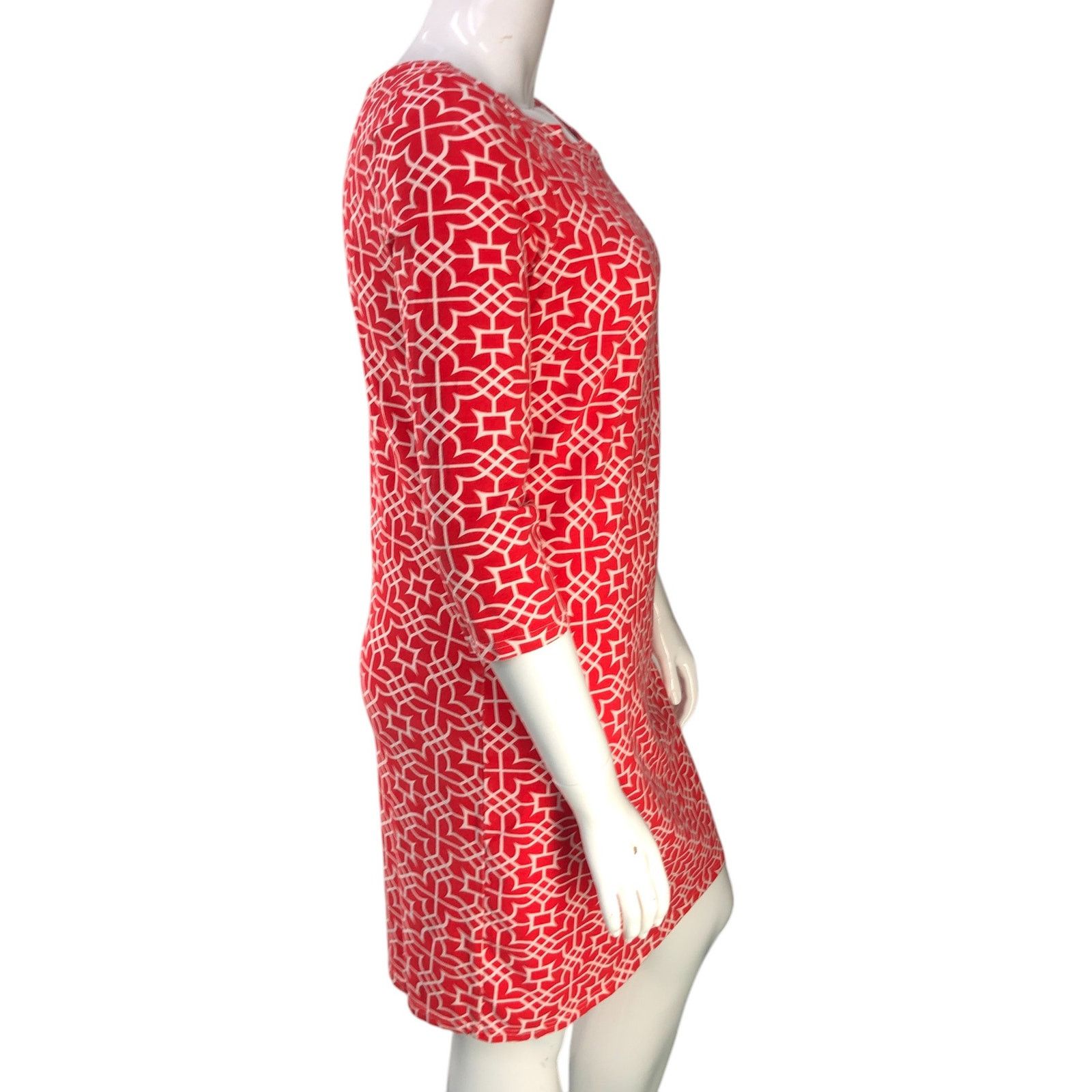 Gretchen Scott Gretchen Scott Size L Dress Shift Jersey Geometric Red Size L / US 10 / IT 46 - 9 Thumbnail