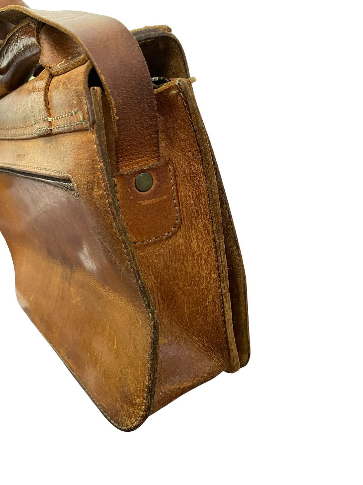 Genuine Leather Full Leather Patina Vtg Herz Japan Handmade Satchel Bag 1🟩 Size ONE SIZE - 14 Thumbnail