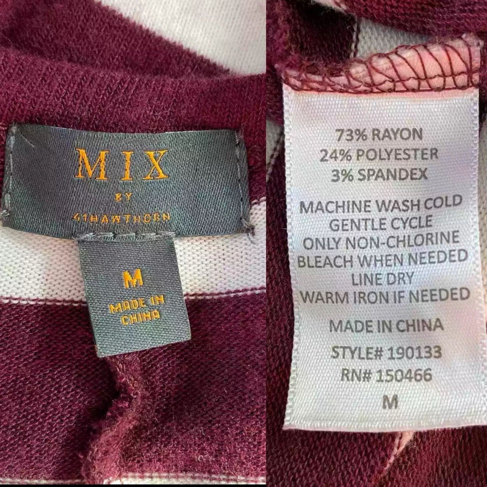 Other Mix by 41Hawthorn Sweater Medium Maroon White Stripes Size M / US 6-8 / IT 42-44 - 7 Thumbnail
