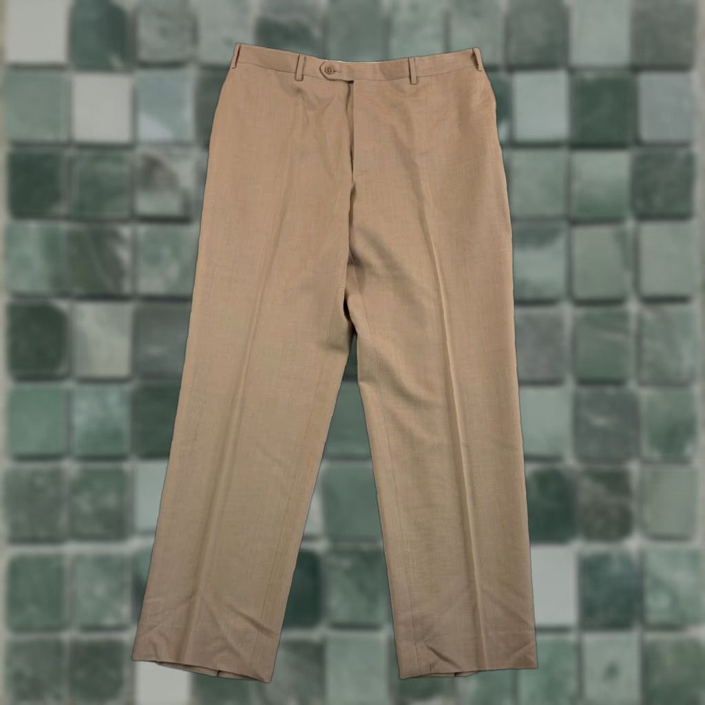 Canali Canali Flat Front Dress Pants Brown 100% Wool Men 36x30 Straight Regular Stretch Zip Pockets Dry Clean Only Italy 80s 90s Wedding City Preppy USA Size US 36 / EU 52 - 1 Thumbnail