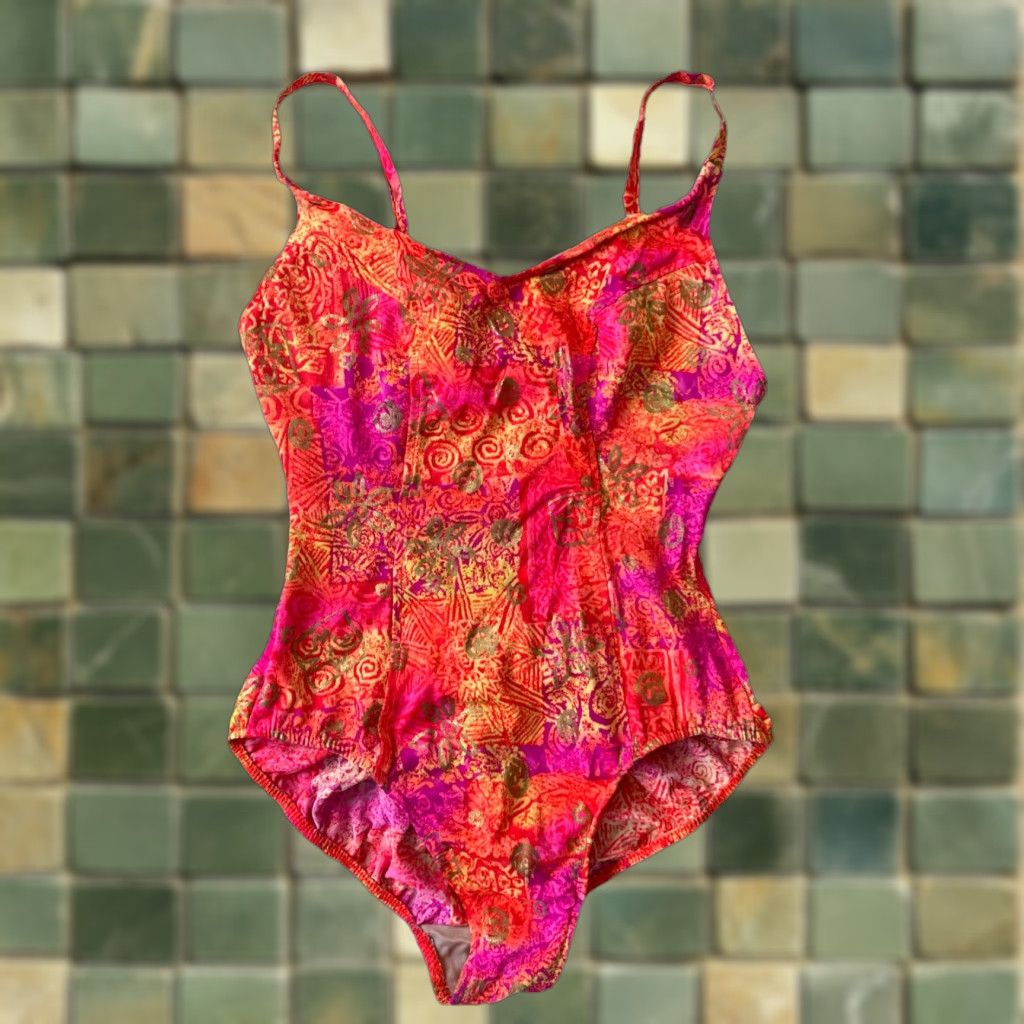 Vintage VINTAGE Kathy Ireland One Piece Swim Suit Orange Neon Pink 1990s S Small Size S / US 4 / IT 40 - 1 Thumbnail