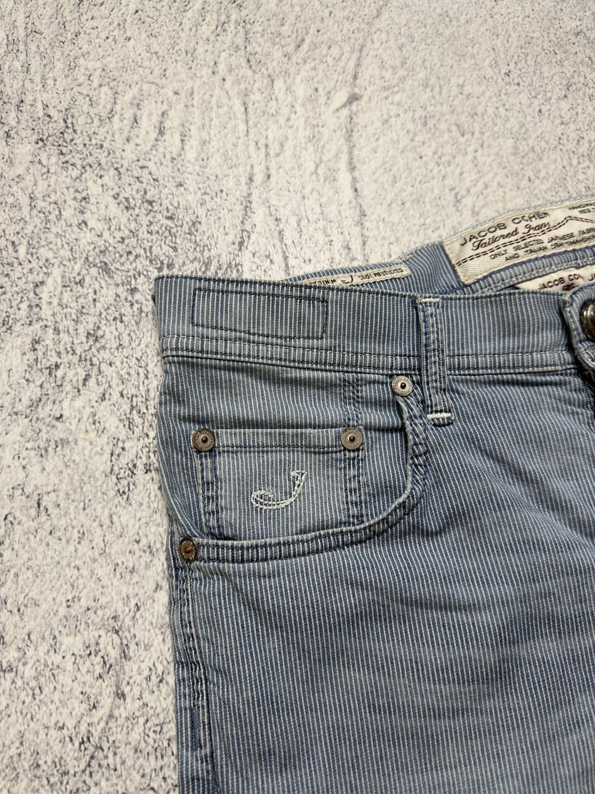 Jacob Cohen Jacob Cohën PW633 Pinstripe Shorts Handmade Premium Denim Size US 33 - 10 Thumbnail