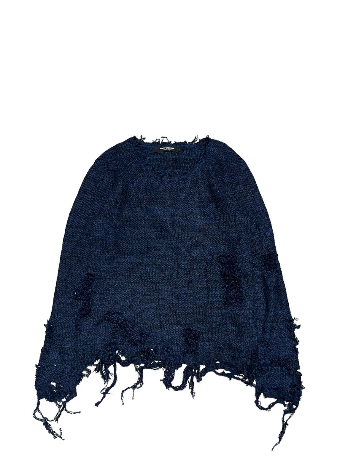 image of Comme Des Garcons Distressed Grunge Sweater in Dark Blue, Men's (Size Medium)