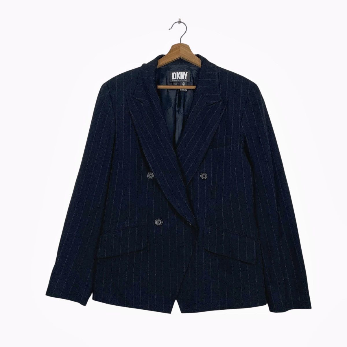 DKNY DKNY Stripe Double Breasted Wool Jacket Size XL / US 12-14 / IT 48-50 - 1 Thumbnail