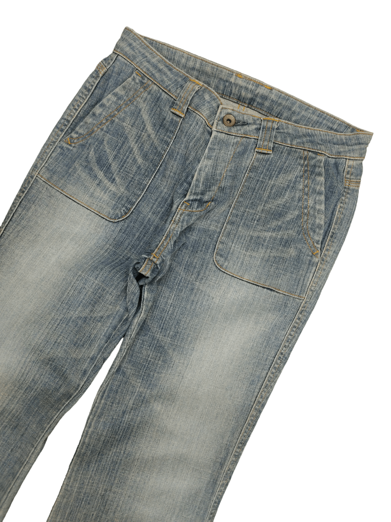 Le Grande Bleu (L.G.B.) Flare Jeans Et Boite Distress Faded Boot Cut Y2k Mudmax Size US 28 / EU 44 - 4 Thumbnail