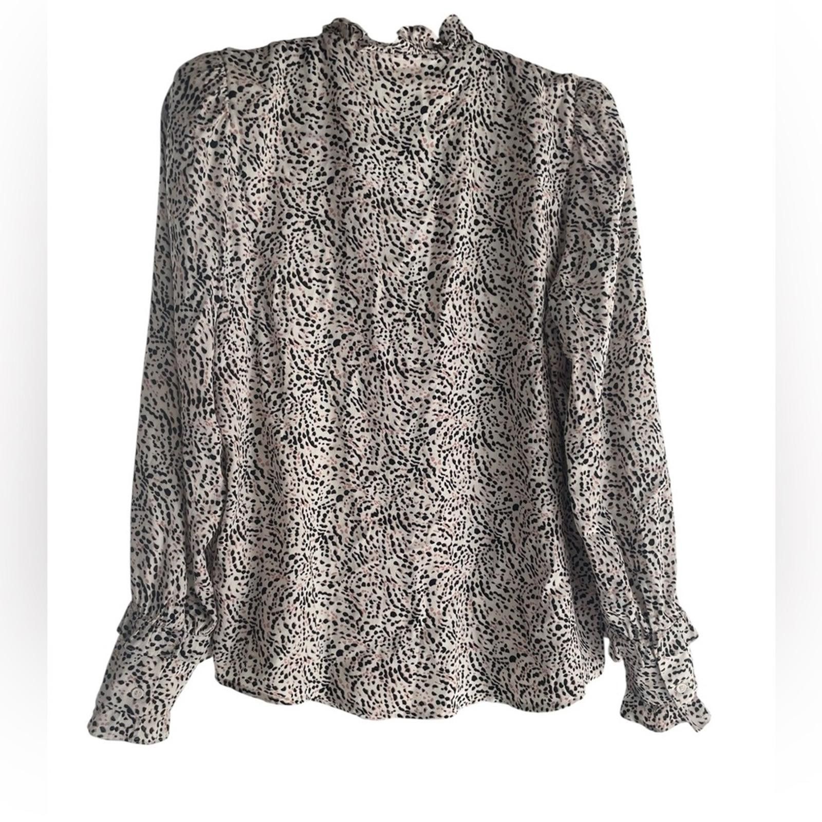 ba&sh ba&sh Paris Lady Shirt – Animal Print Ruffle Blouse Size S / US 4 / IT 40 - 4 Thumbnail