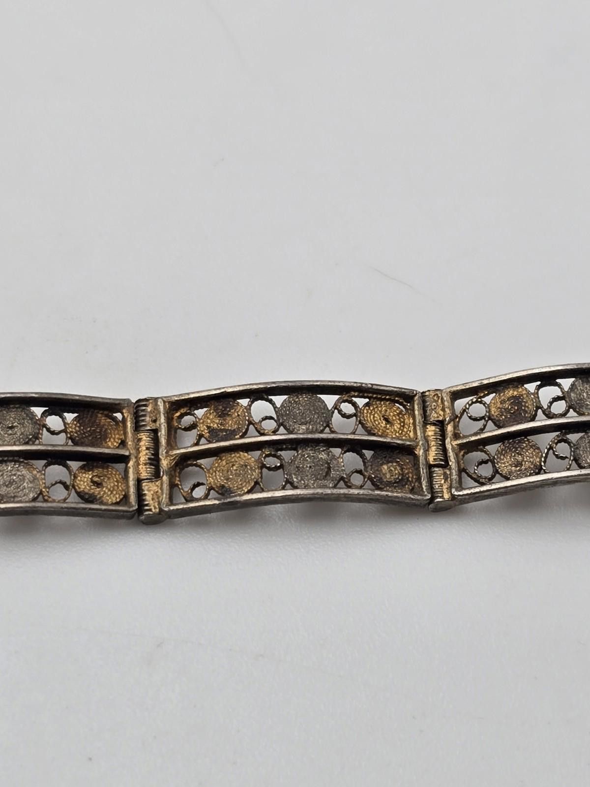 Other Antique Italian 800 Silver & Gold Filled Filigree Bracelet Size ONE SIZE - 7 Thumbnail