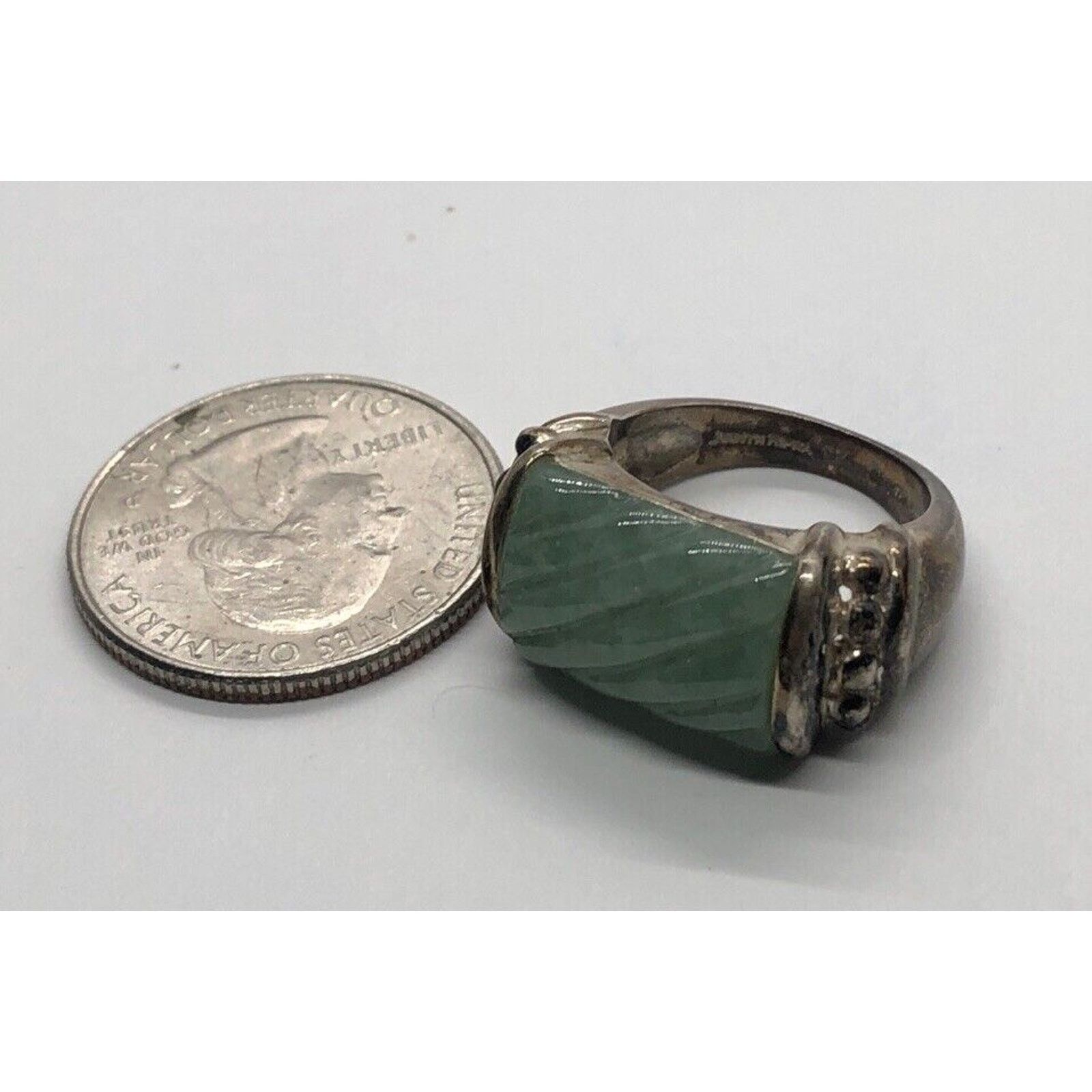 Vintage Judith Ripka Sterling Silver Ring 925 Size 6 Band Jade Size ONE SIZE - 9 Thumbnail