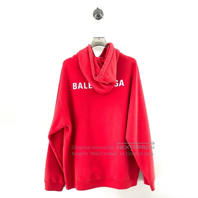 Balenciaga Balenciaga Red Hooded Sweatshirt Size US L / EU 52-54 / 3 - 5 Thumbnail