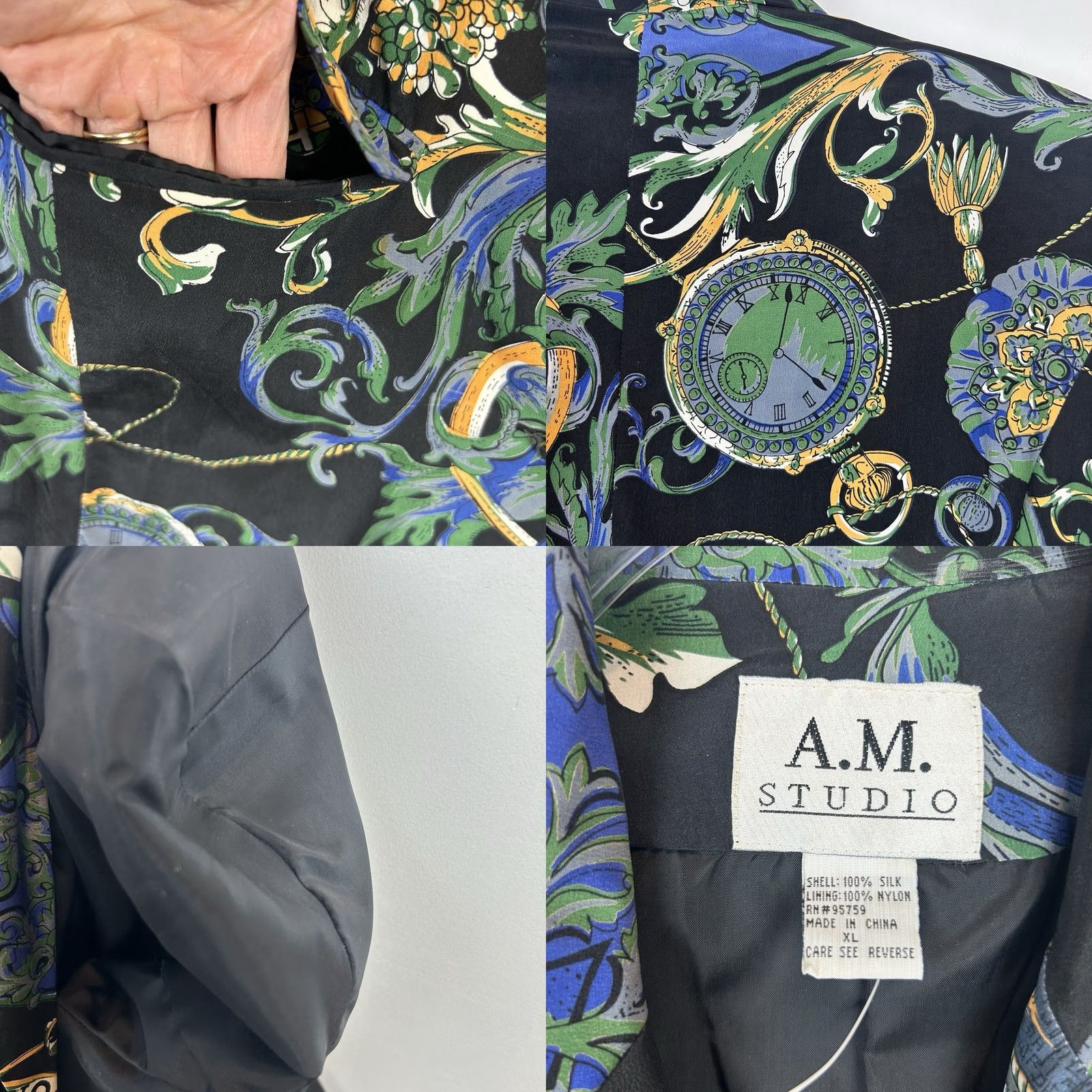 Vintage VINTAGE 80s Silk Blazer Womens Art to Wear Print Jacket Lux Novelty 10 Size L / US 10 / IT 46 - 8 Thumbnail