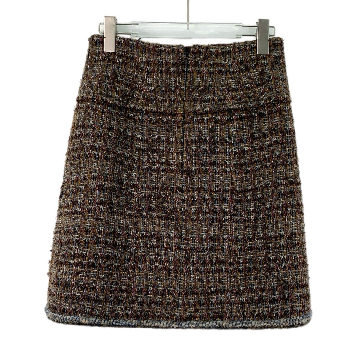 Chanel Chanel Dark Brown Check Woven Tweed Casual Mini Skirt K26WX Size 26" / US 2 / IT 38 - 2 Thumbnail