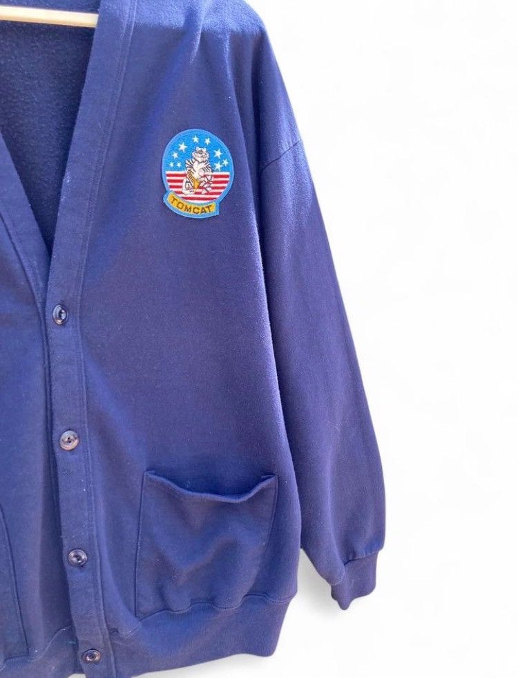 Vintage Vintage Tomcat Navy Patch Cardigan Blue Aviation Military L Size US L / EU 52-54 / 3 - 6 Thumbnail