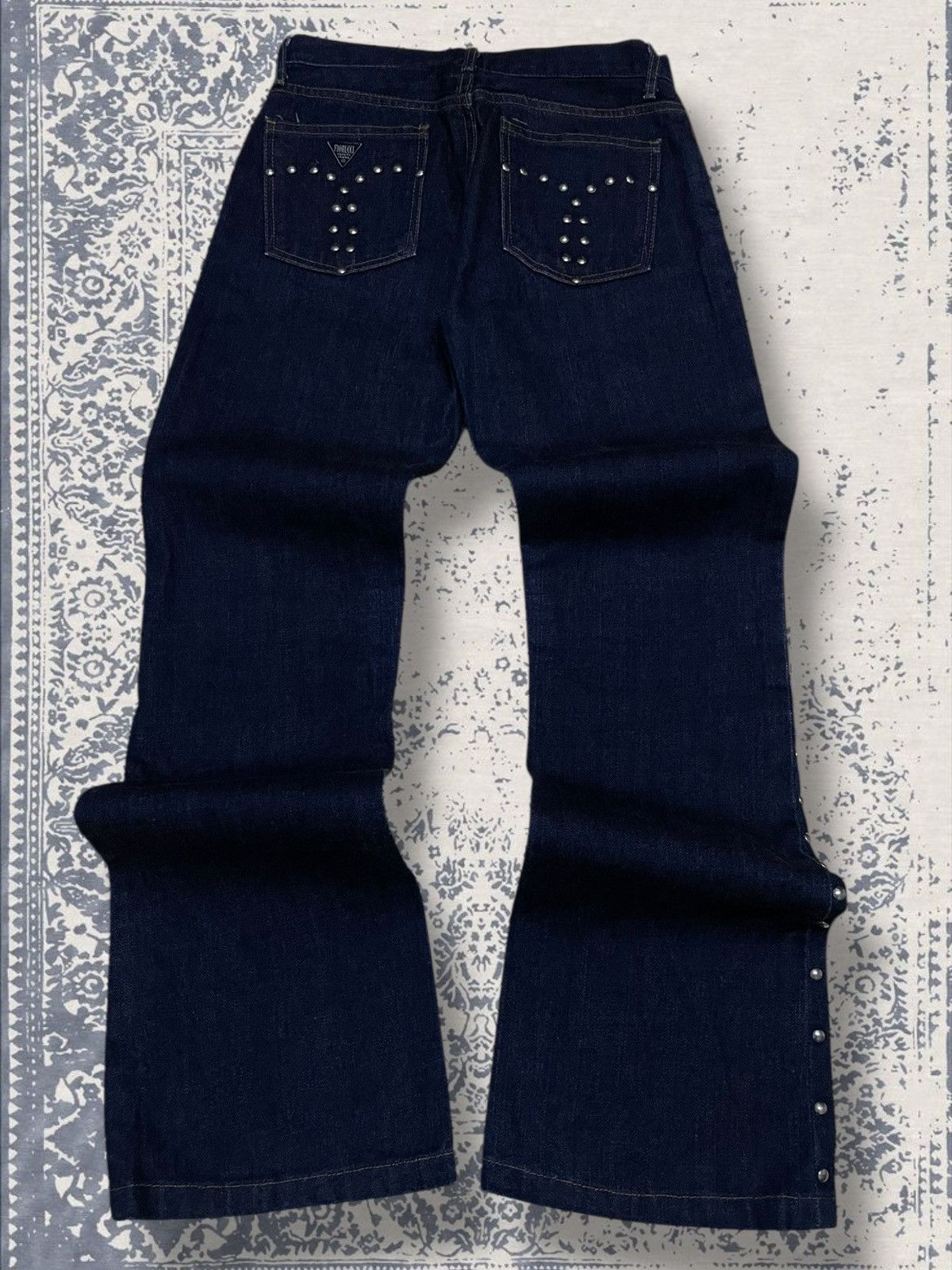 Designer × Fiorucci × Vintage Vintage Og 90s Designer Fiorucci Safety Flared Studded Denim Size US 26 / EU 42 - 8 Thumbnail