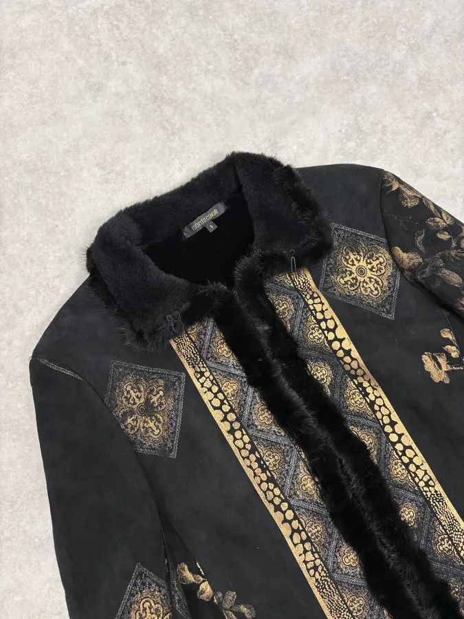 Roberto Cavalli 2000s Roberto Cavalli Black & Golden Royal Shearling Jacket Size M / US 6-8 / IT 42-44 - 5 Thumbnail