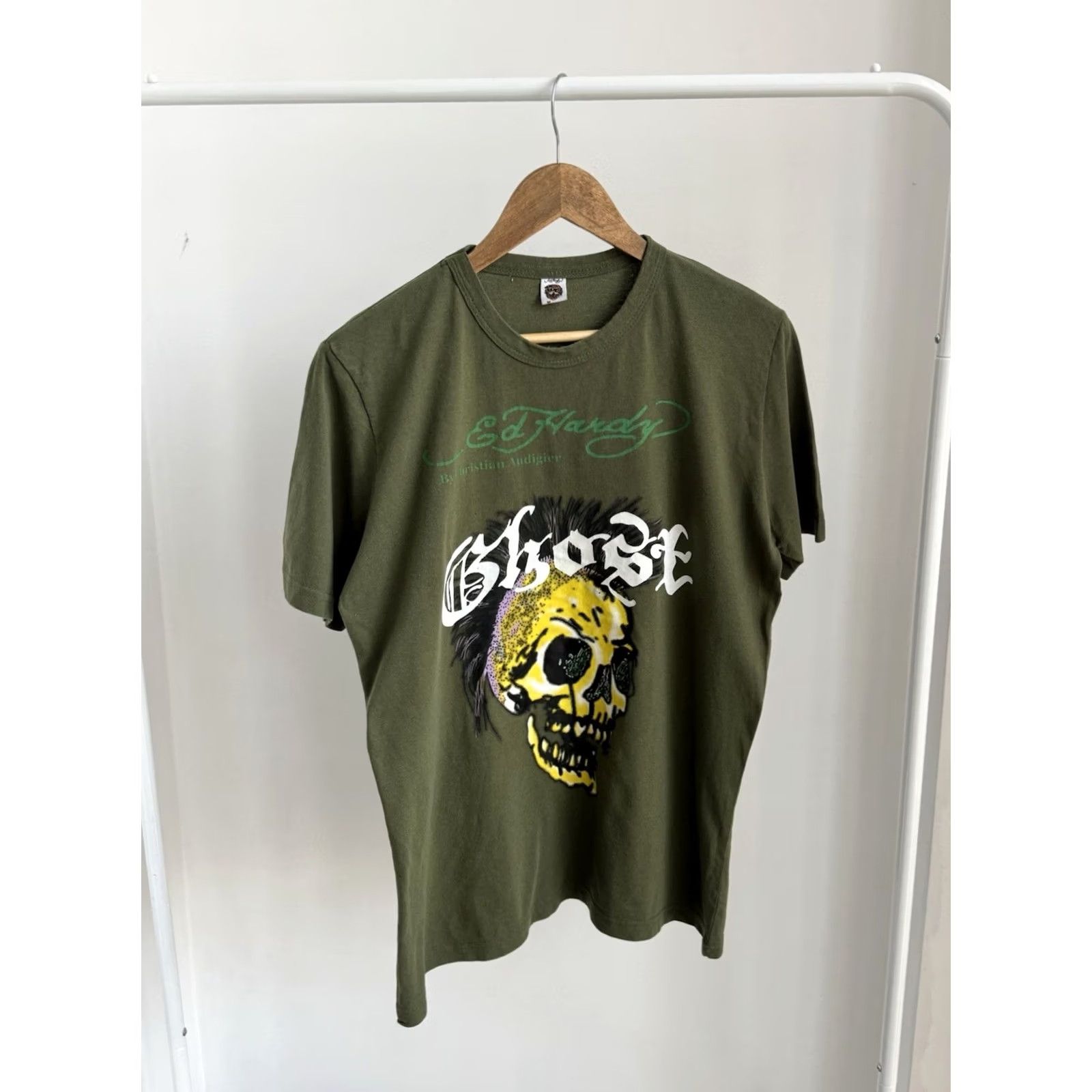 Ed Hardy VINTAGE ED HARDY Shirt M Green 90s Skull Logo Mens Size US M / EU 48-50 / 2 - 5 Thumbnail