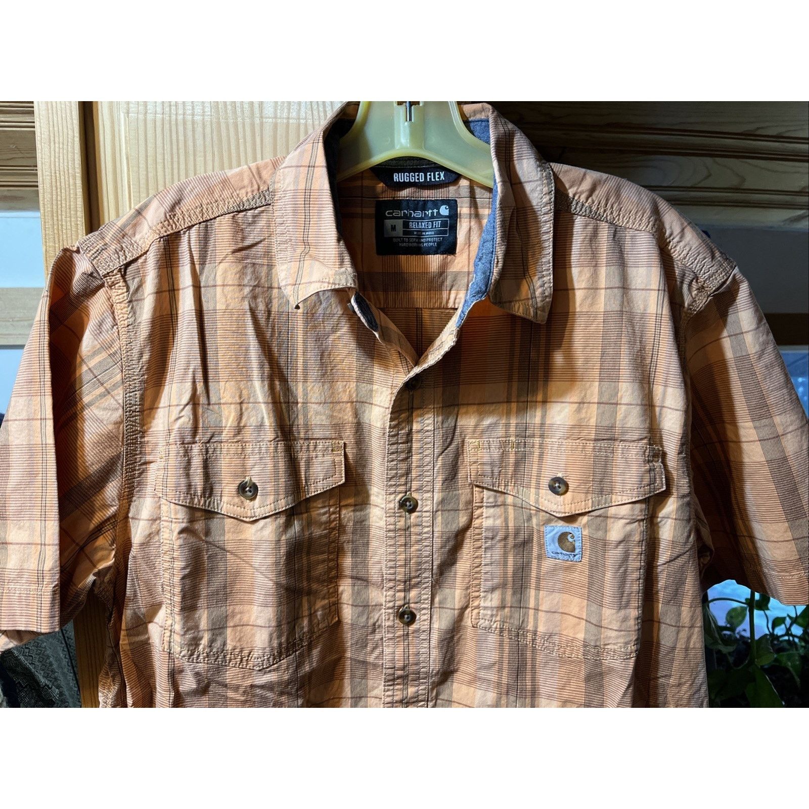 Carhartt Carhartt Shirt Mens M Orange Plaid Rugged Flex SS Hiking Size US M / EU 48-50 / 2 - 4 Thumbnail