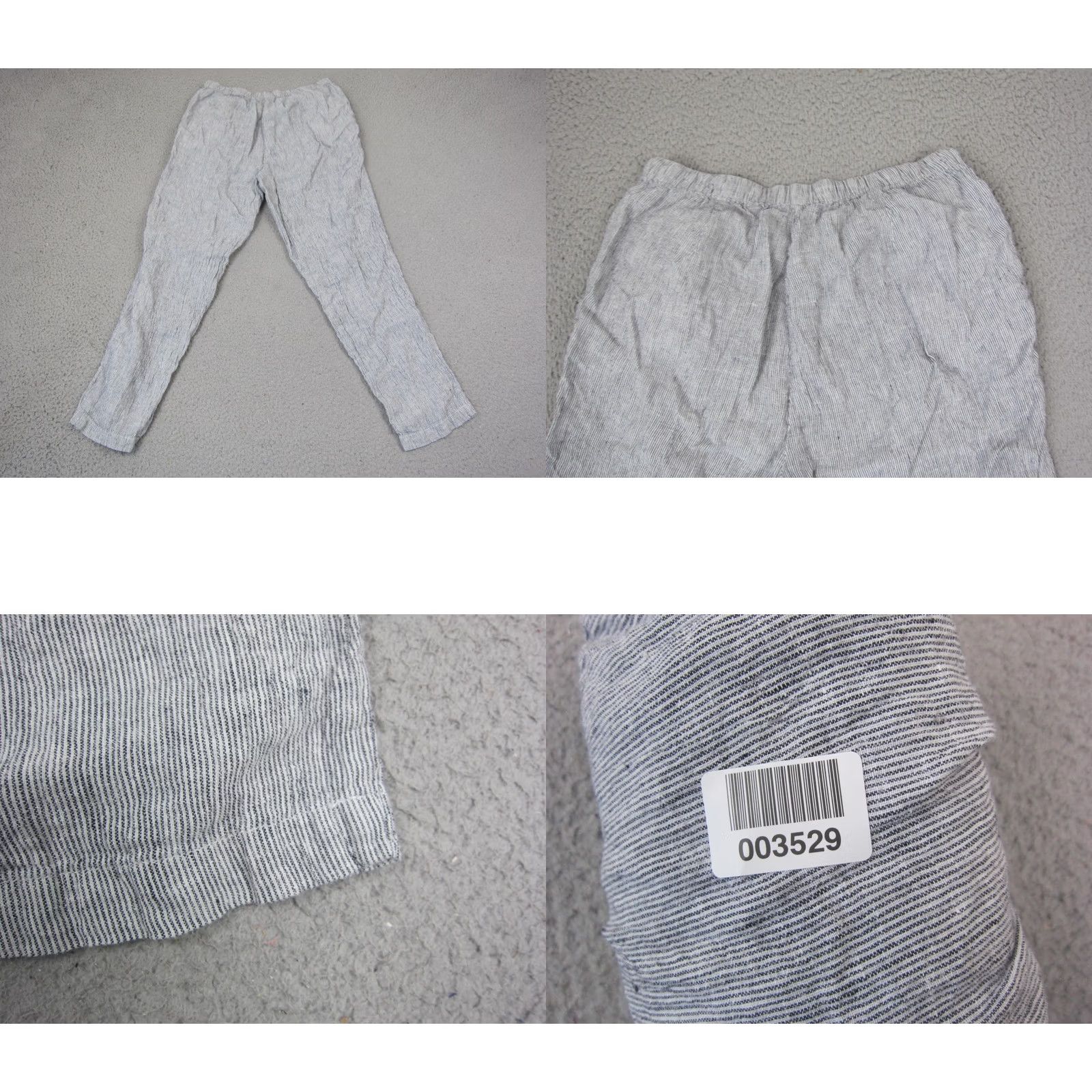 Eileen Fisher Eileen Fisher Pants Womens PP Petite Blue Linen Striped Crinkle Lantern Ankle Size 24" / US 00 / IT 34 - 10 Thumbnail