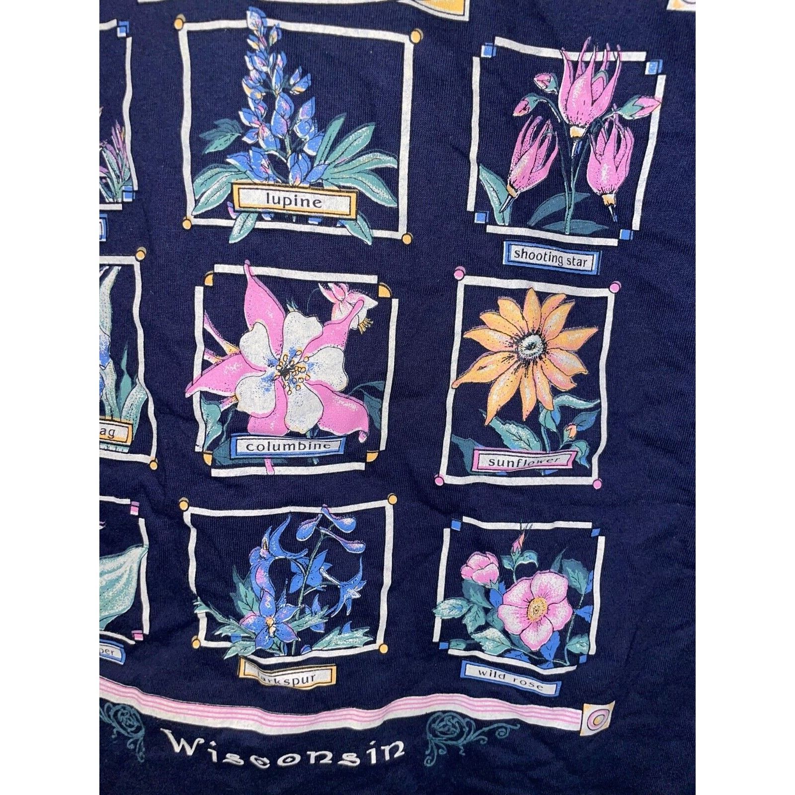 Jerzees Vintage Wisconsin Flower Shirt Wildflowers Tee VTG 90s 2X Size US XXL / EU 58 / 5 - 9 Thumbnail