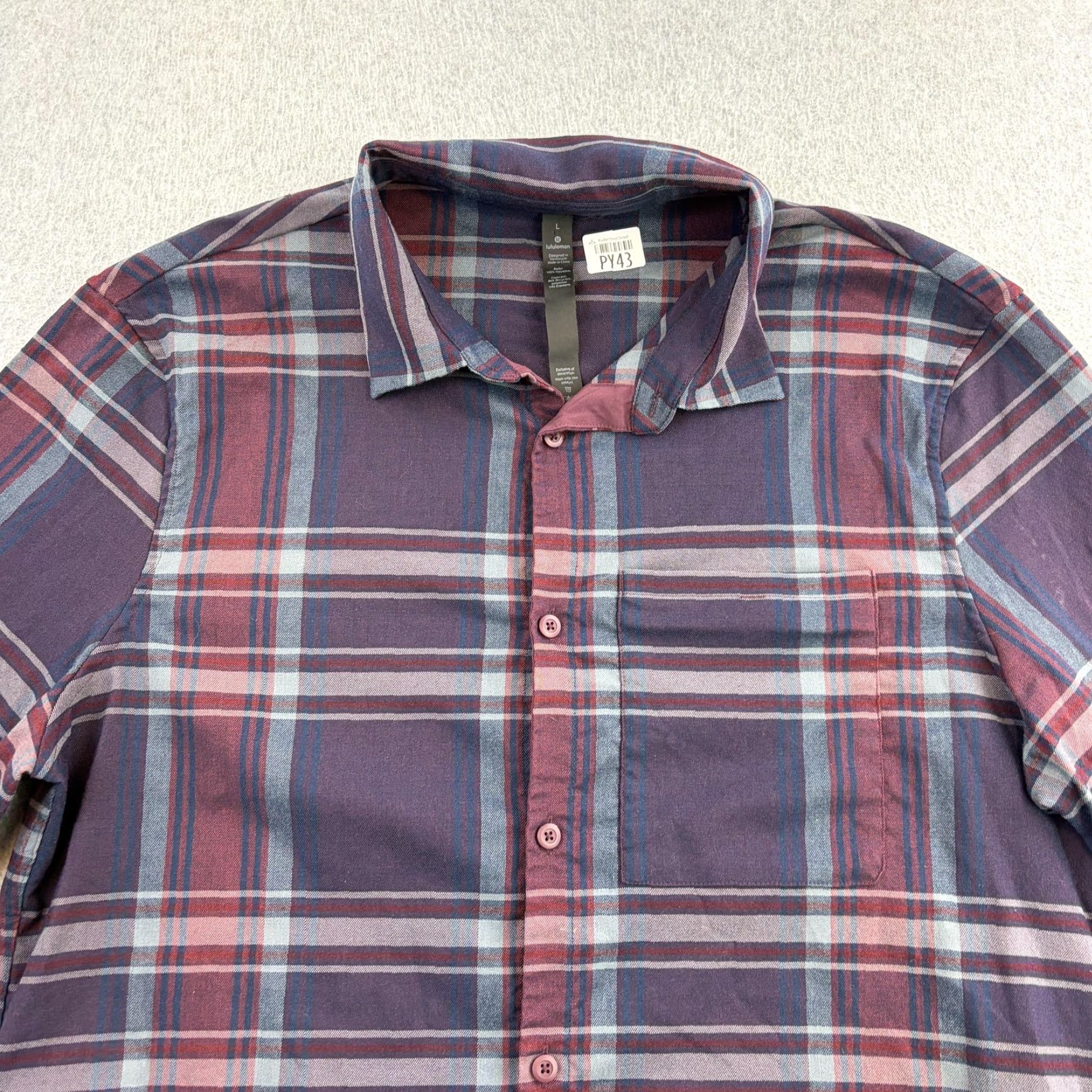 Lululemon Lululemon Shirt Mens Large Purple Plaid Long Sleeve Button Up Stretch Casual Shirt Size US L / EU 52-54 / 3 - 5 Thumbnail