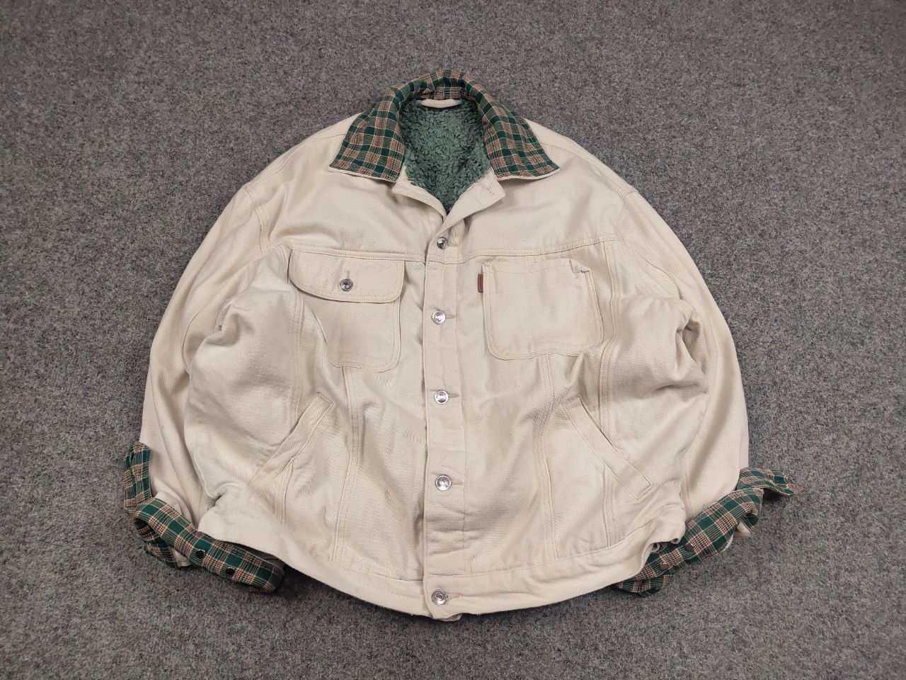 If Six Was Nine × Le Grande Bleu (L.G.B.) Masonprince Studios Design Beige Denim Fur Oversized Jacket Size US L / EU 52-54 / 3 - 2 Thumbnail