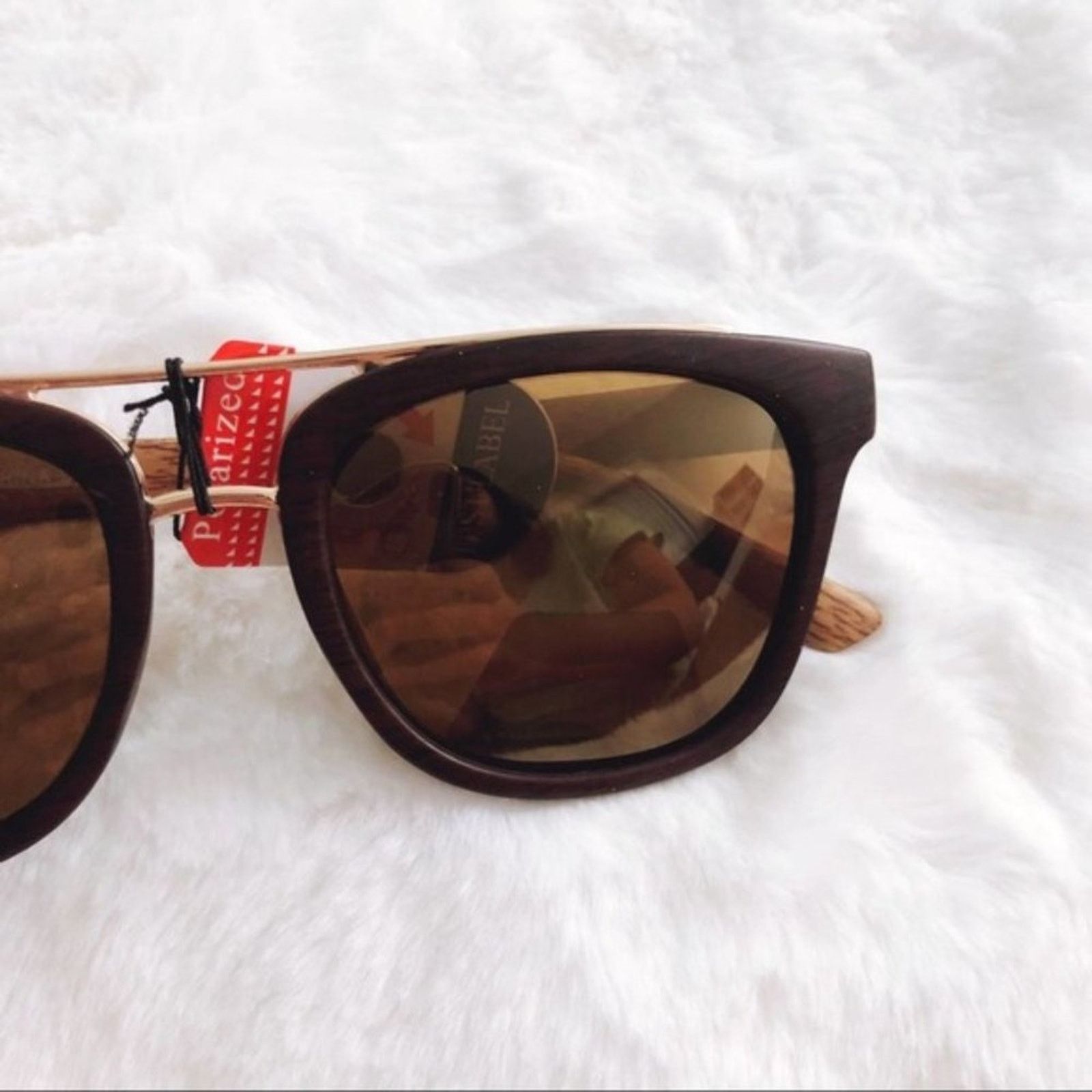 Other Lyle Dark Brown Wooden Polarized Sunglasses Size ONE SIZE - 2 Thumbnail