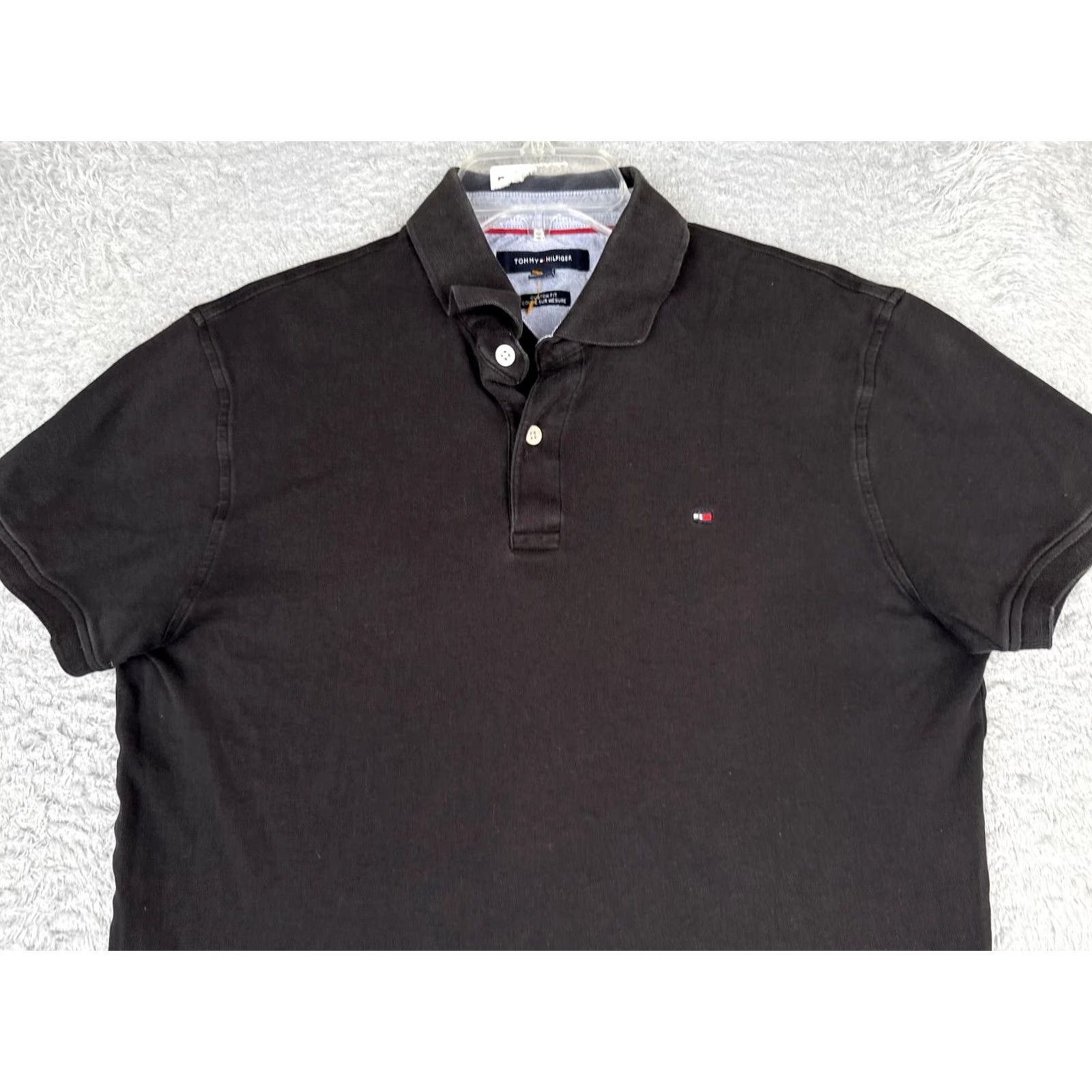 Tommy Hilfiger Tommy Hilfiger Polo Shirt Mens M Black Cotton Custom Fit Logo Casual Knit Size US M / EU 48-50 / 2 - 4 Thumbnail