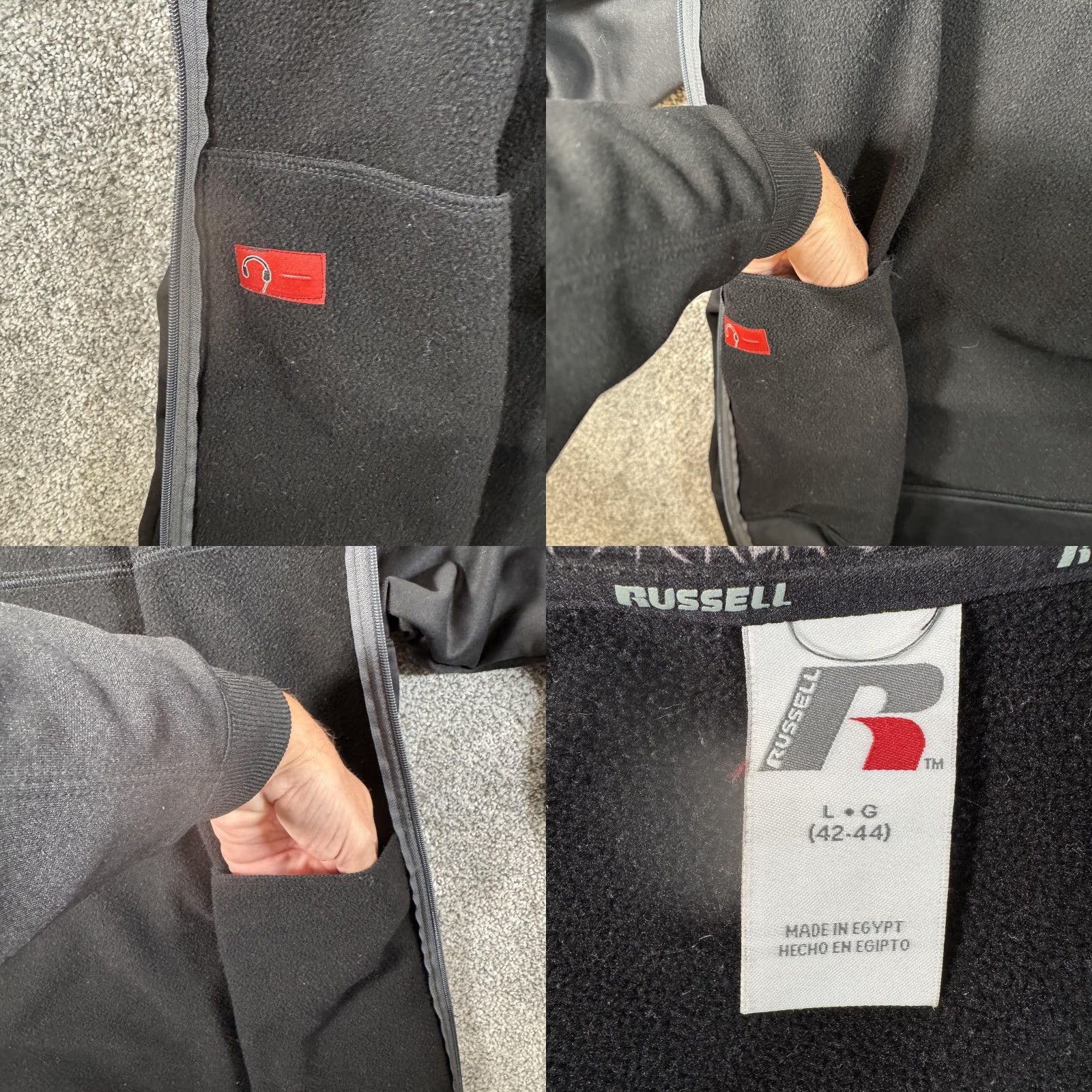Russell Athletic Russell Hoodie Mens Large Black Full Zip Fleece Lined Pockets Jacket RS34405 Size US L / EU 52-54 / 3 - 8 Thumbnail
