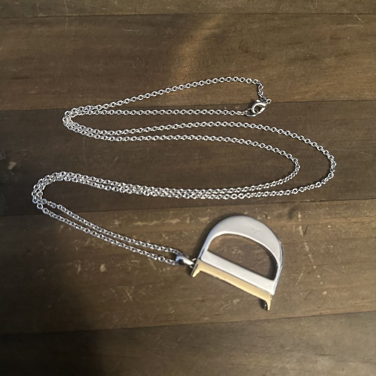 Other Long silver tone two tone initial letter D pendant necklace Size ONE SIZE - 3 Thumbnail