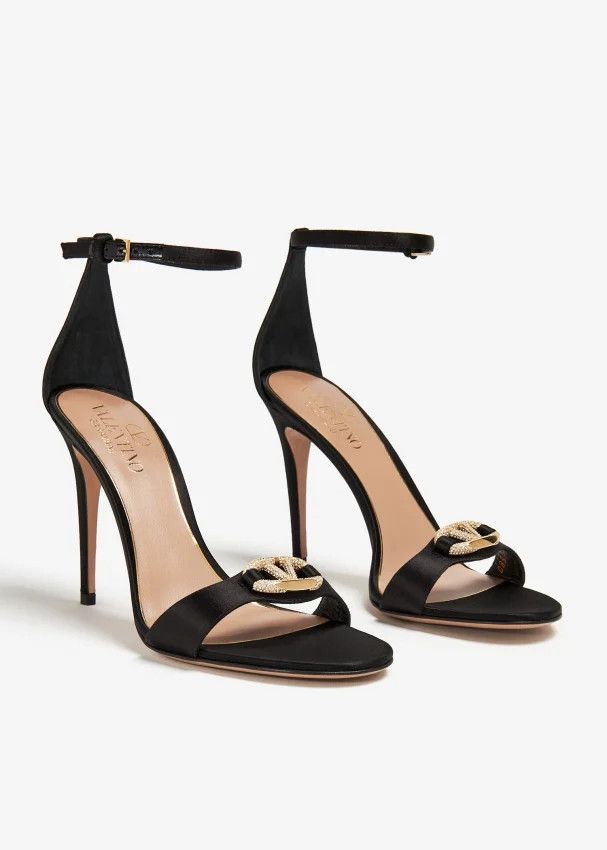 Valentino o1s22i1n0924 Vlogo Signature Satin Sandals in Black Size US 11 / IT 41 - 4 Thumbnail