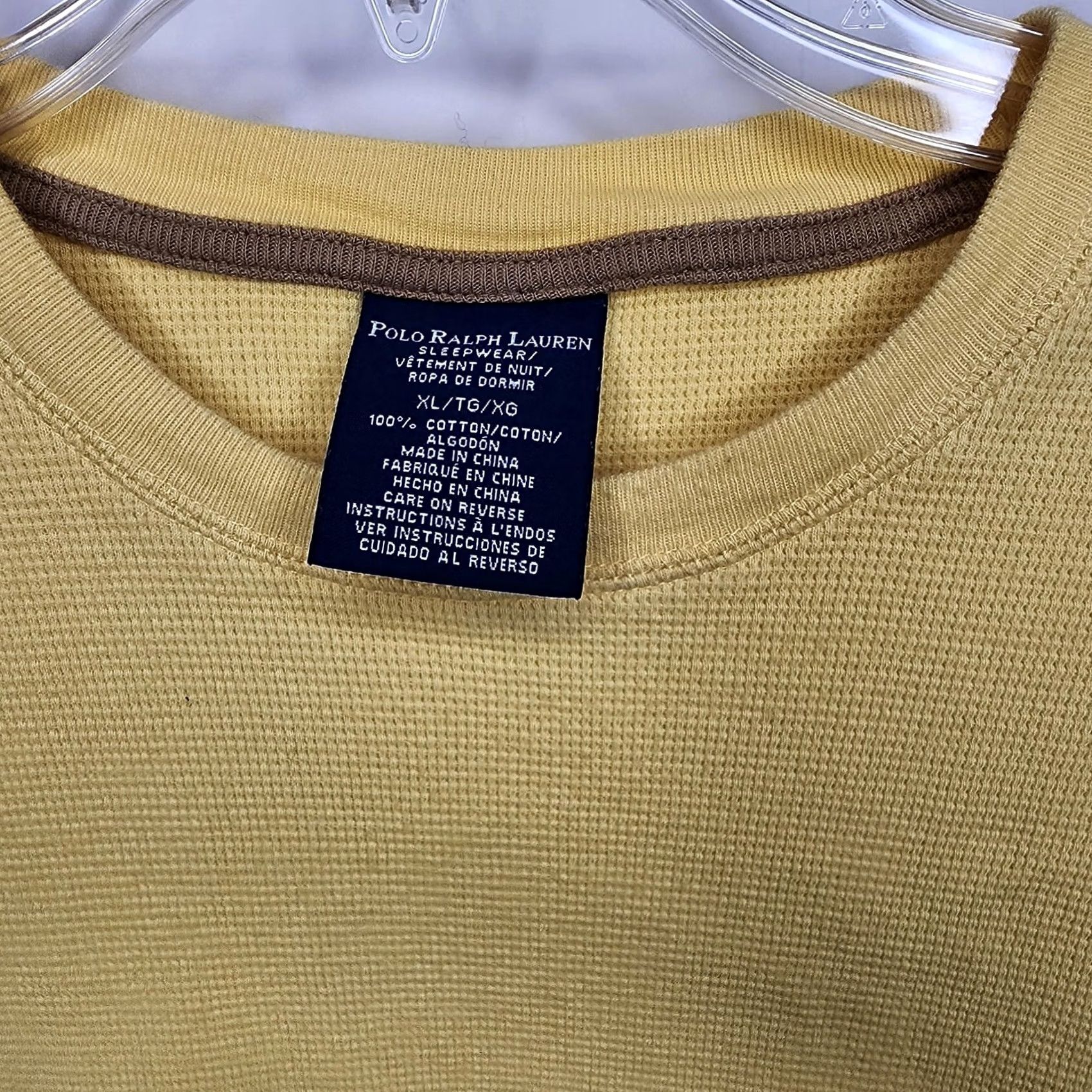 Polo Ralph Lauren Polo Ralph Lauren Top Mens XL Yellow Pajama Thermal Waffle Knit Sleepwear Size US XL / EU 56 / 4 - 5 Thumbnail