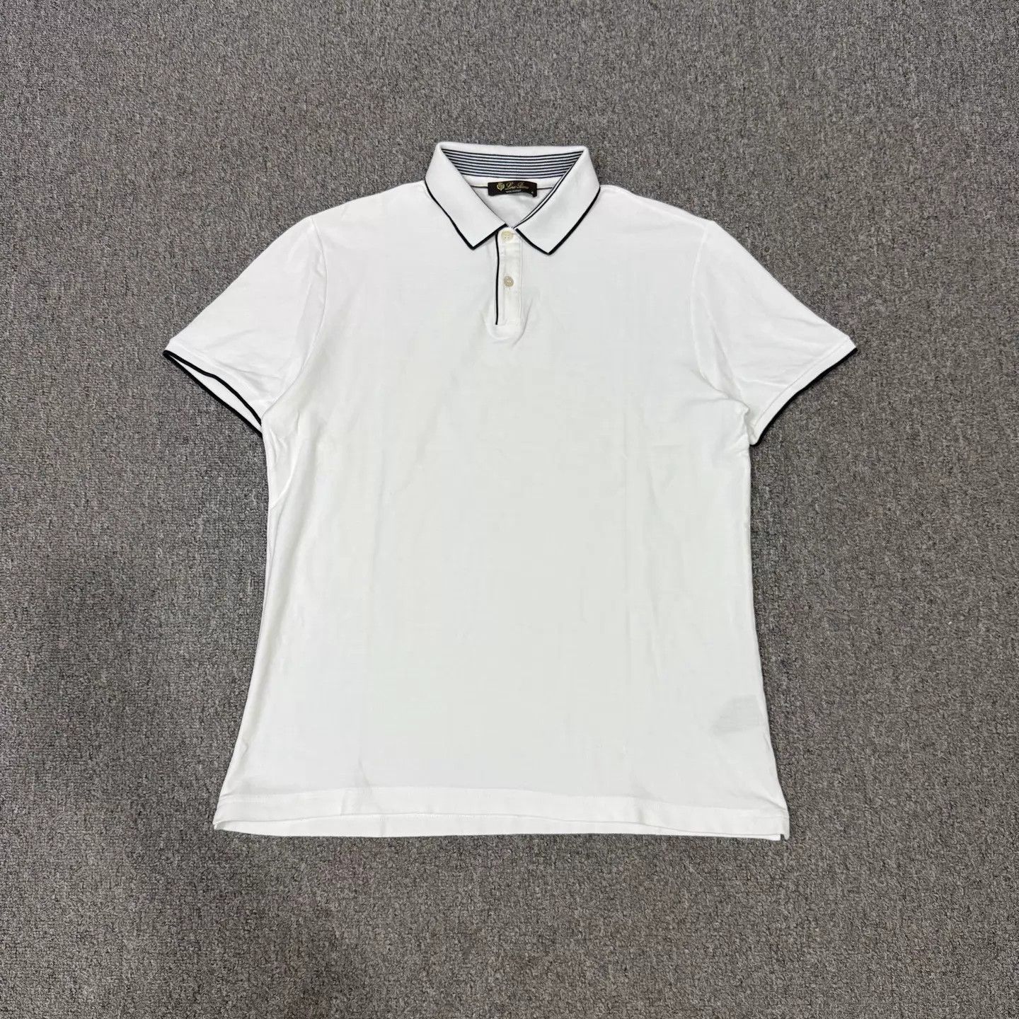 Loro Piana LP men's white blue striped short-sleeve polo shirt M 99new Size US M / EU 48-50 / 2 - 1 Thumbnail