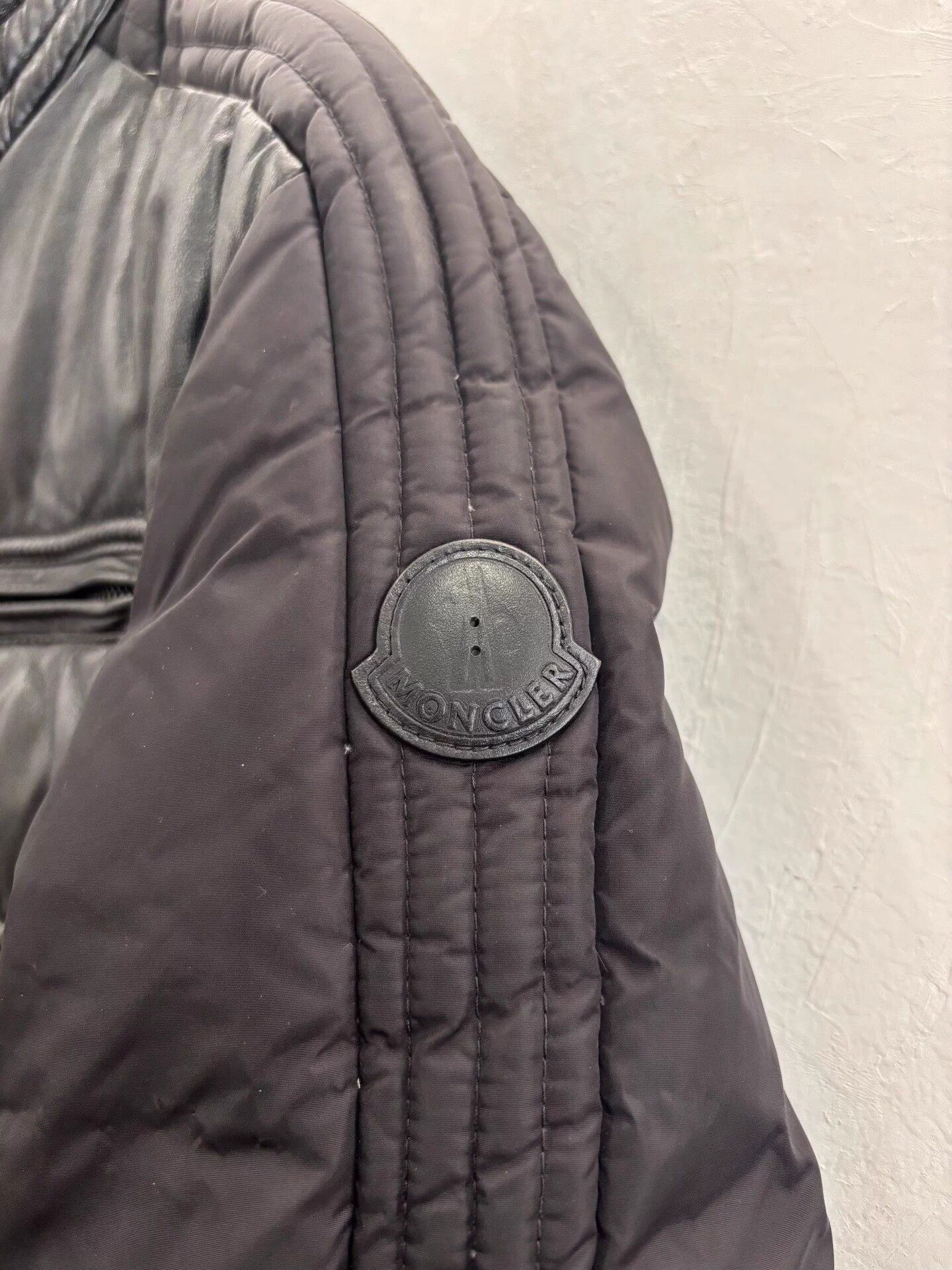 Moncler Moncler Allemand Men's Black Leather SideLog Biker Puffer Size US S / EU 44-46 / 1 - 4 Thumbnail