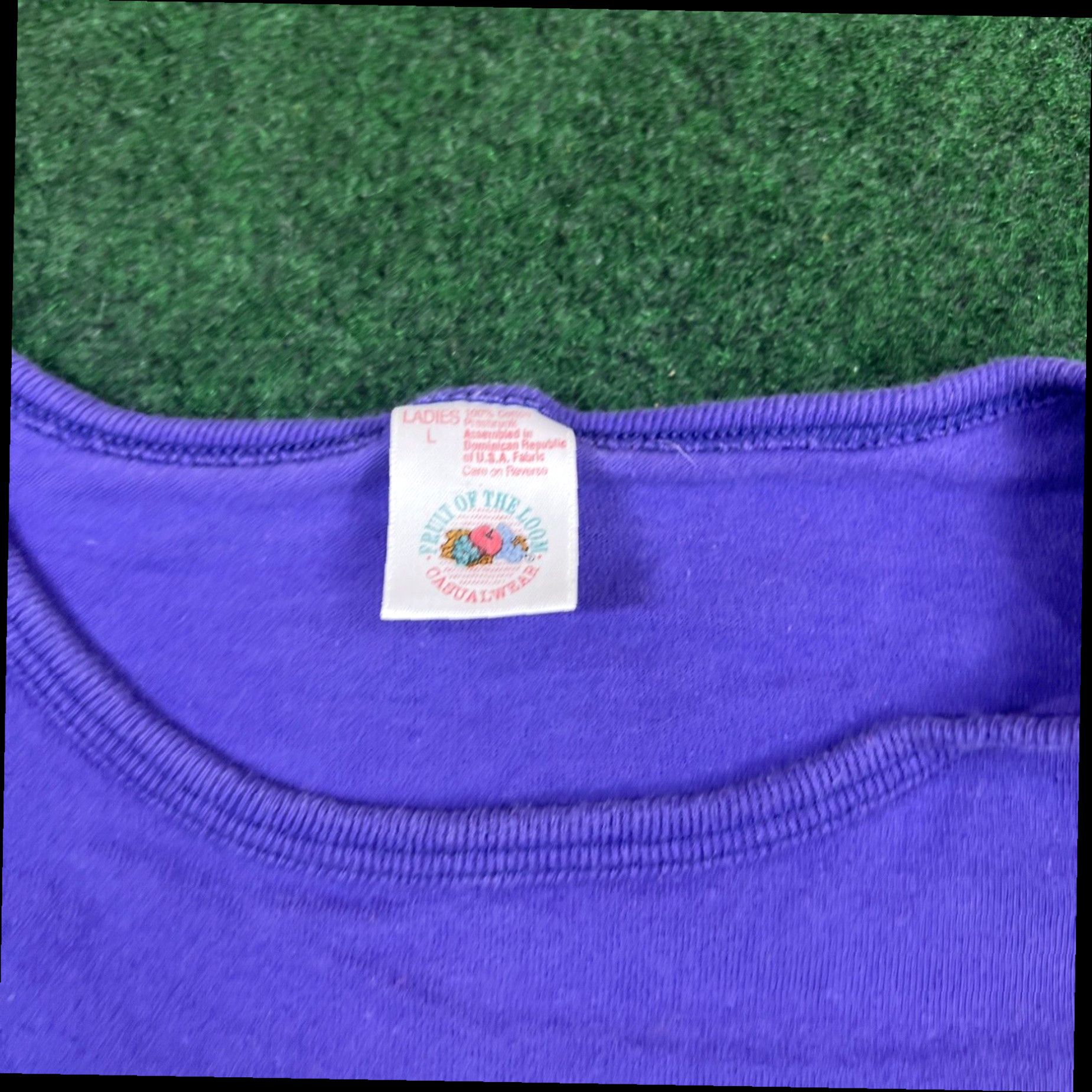 Hanes Vintage 90s Shirt Size Large Short Sleeve Sunflower Purple Size L / US 10 / IT 46 - 4 Thumbnail