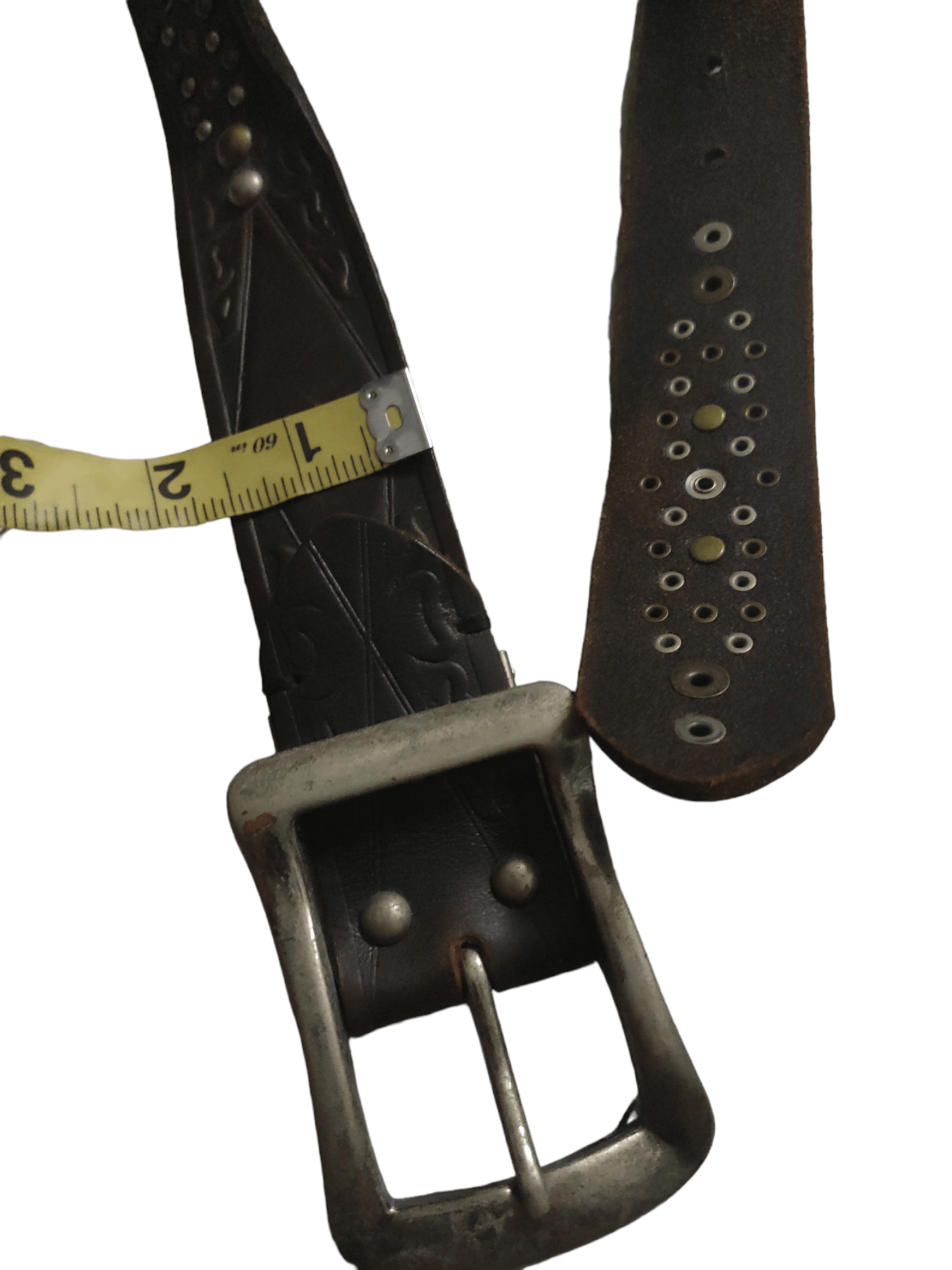 Handmade × Leather Fully Leather Belt Studded x Rare & vintage Size 34 - 6 Thumbnail