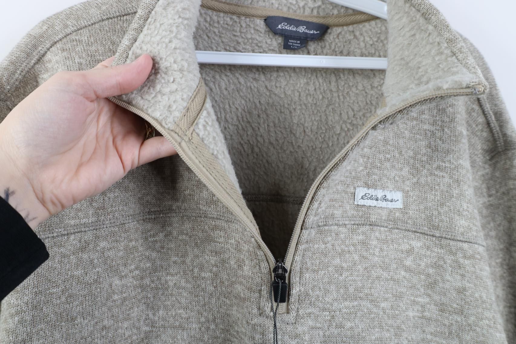 Eddie Bauer Deadstock Y2K Eddie Bauer Fleece Knit 1/4 Zip Sweater Beige Size US L / EU 52-54 / 3 - 8 Thumbnail
