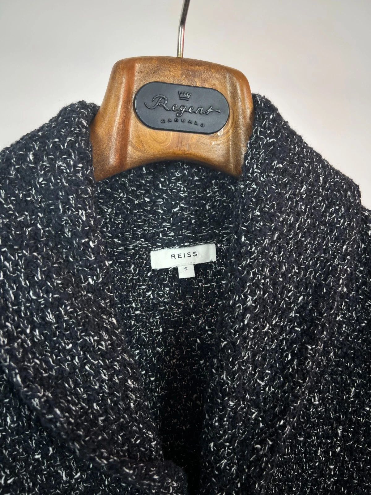 Reiss Reiss Men's Navy Blue Melange Shawl Neck Knit Cardigan Size US S / EU 44-46 / 1 - 7 Thumbnail