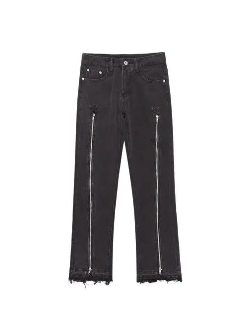 VIBE function fade washed zipper flared jeans
