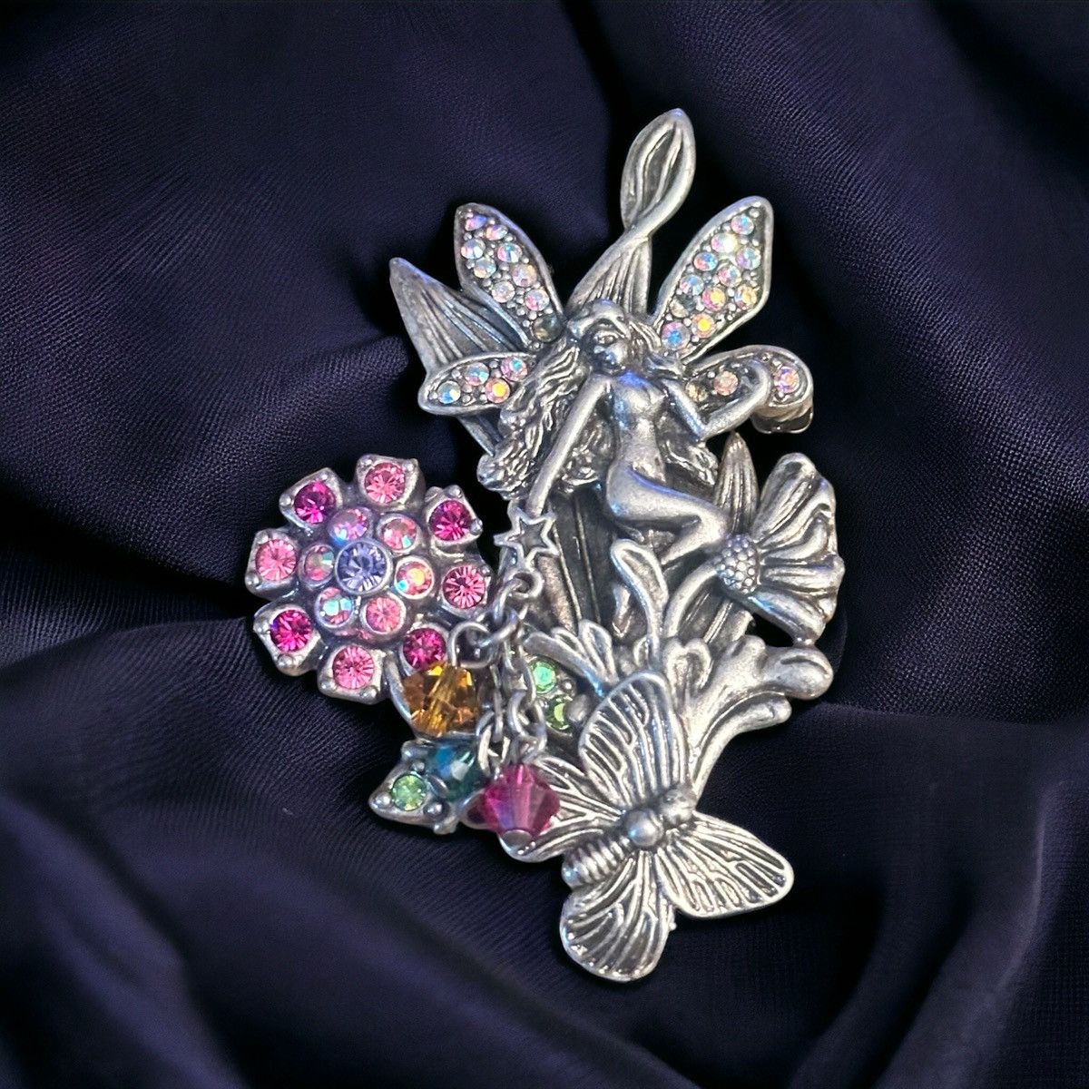 Vintage Vintage Kirks Folly rhinestone garden fairy brooch Size ONE SIZE - 1 Thumbnail