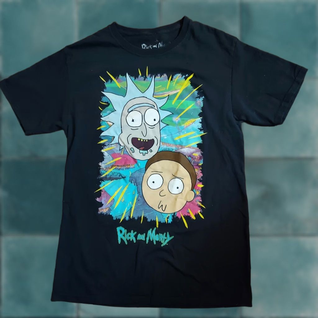 Vintage Rick and Morty Shirt Mens Small Black Graphic Tee Cartoon Trippy Short Sleeve Adult Swim Tee Size US S / EU 44-46 / 1 - 1 Thumbnail