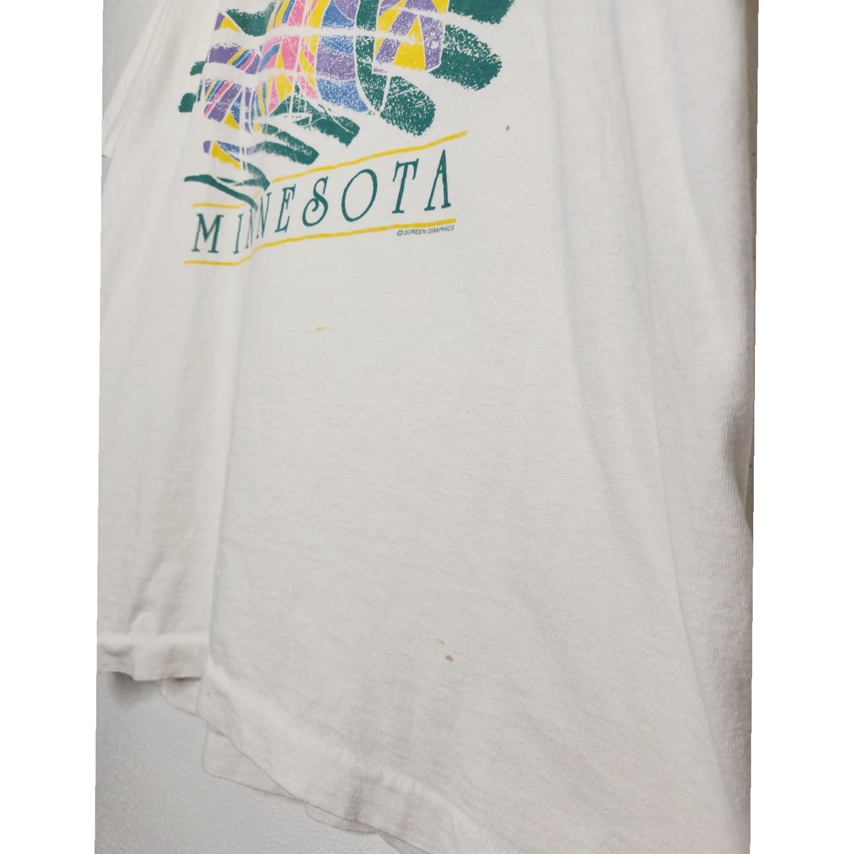 Fruit Of The Loom VINTAGE Minnesota Sail Boat Shirt Unisex Adults L White 80s 90s Single Stitch Tourist Destination Size US L / EU 52-54 / 3 - 2 Thumbnail