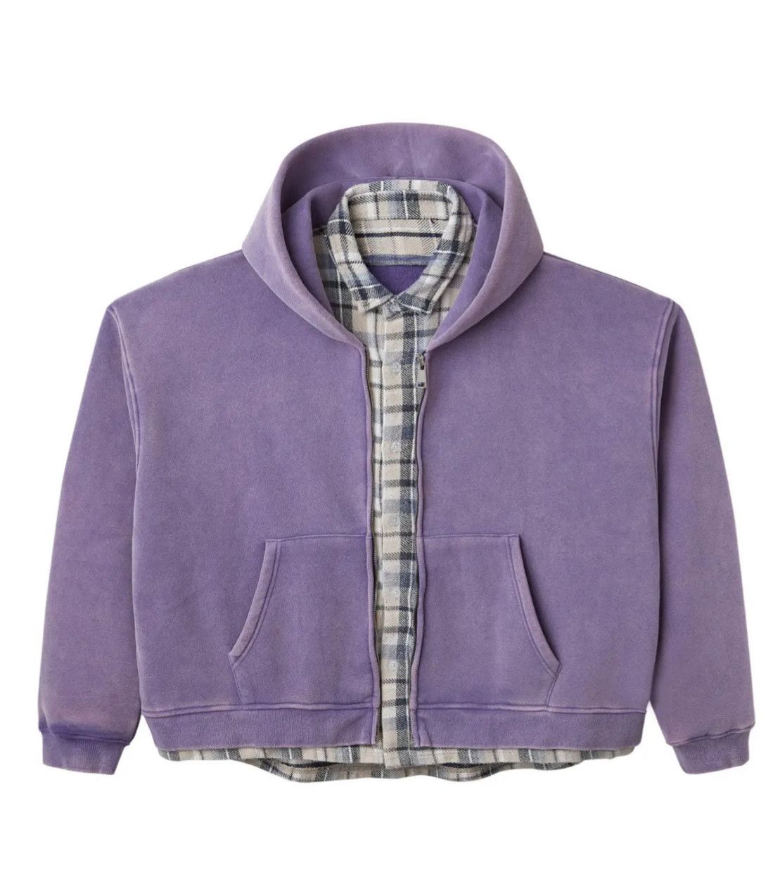 image of Purple X Plaid Flannel Zip Up in Purple/Plaid, Men's (Size XL)